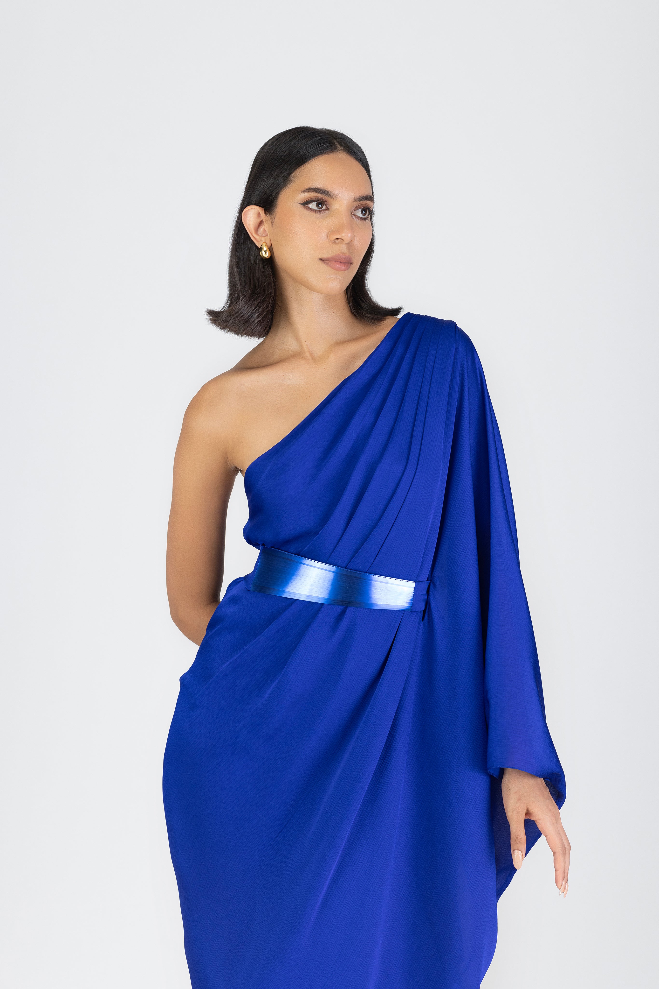 Metallic One Shoulder Dress