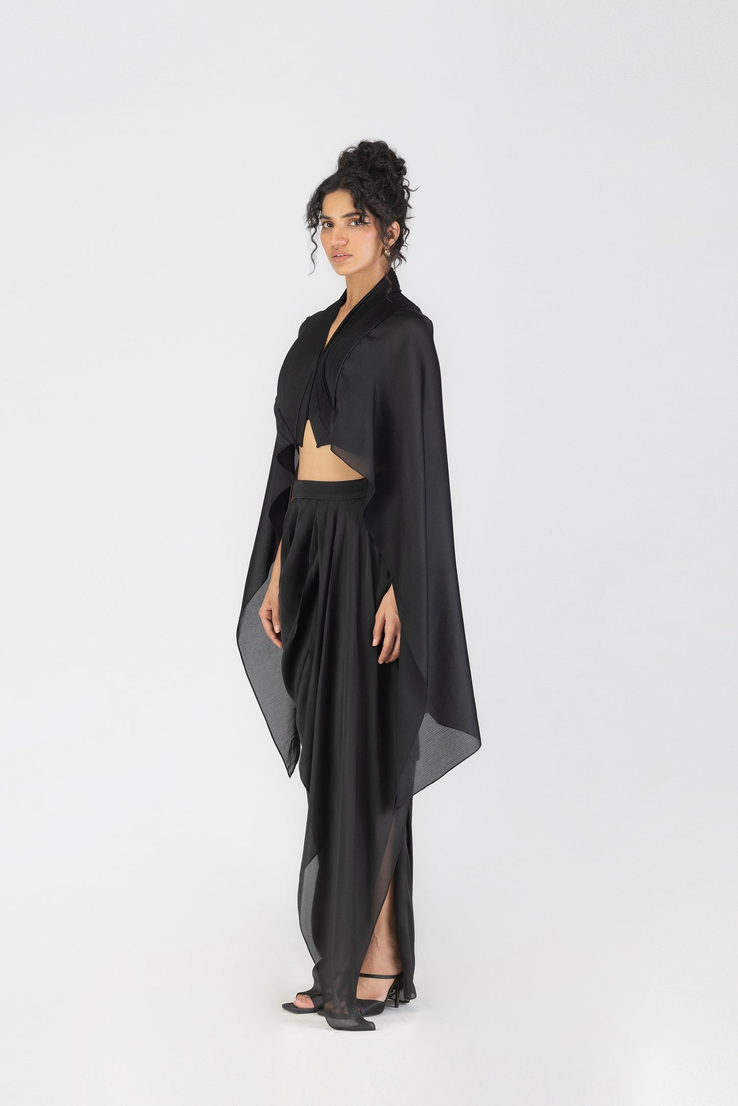 Metallic Structured Cape Set