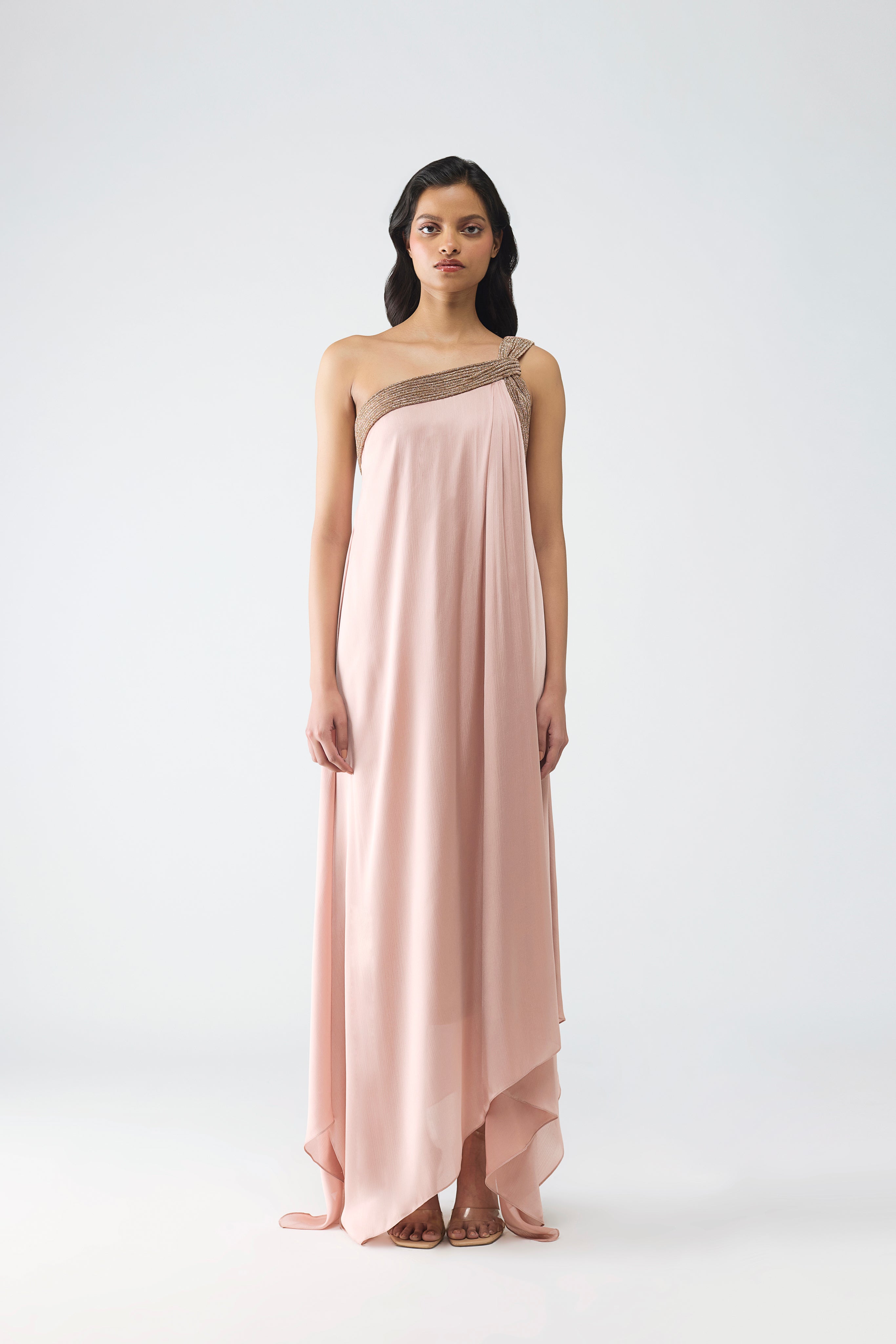 One Shoulder Crystalvein Detail Dress