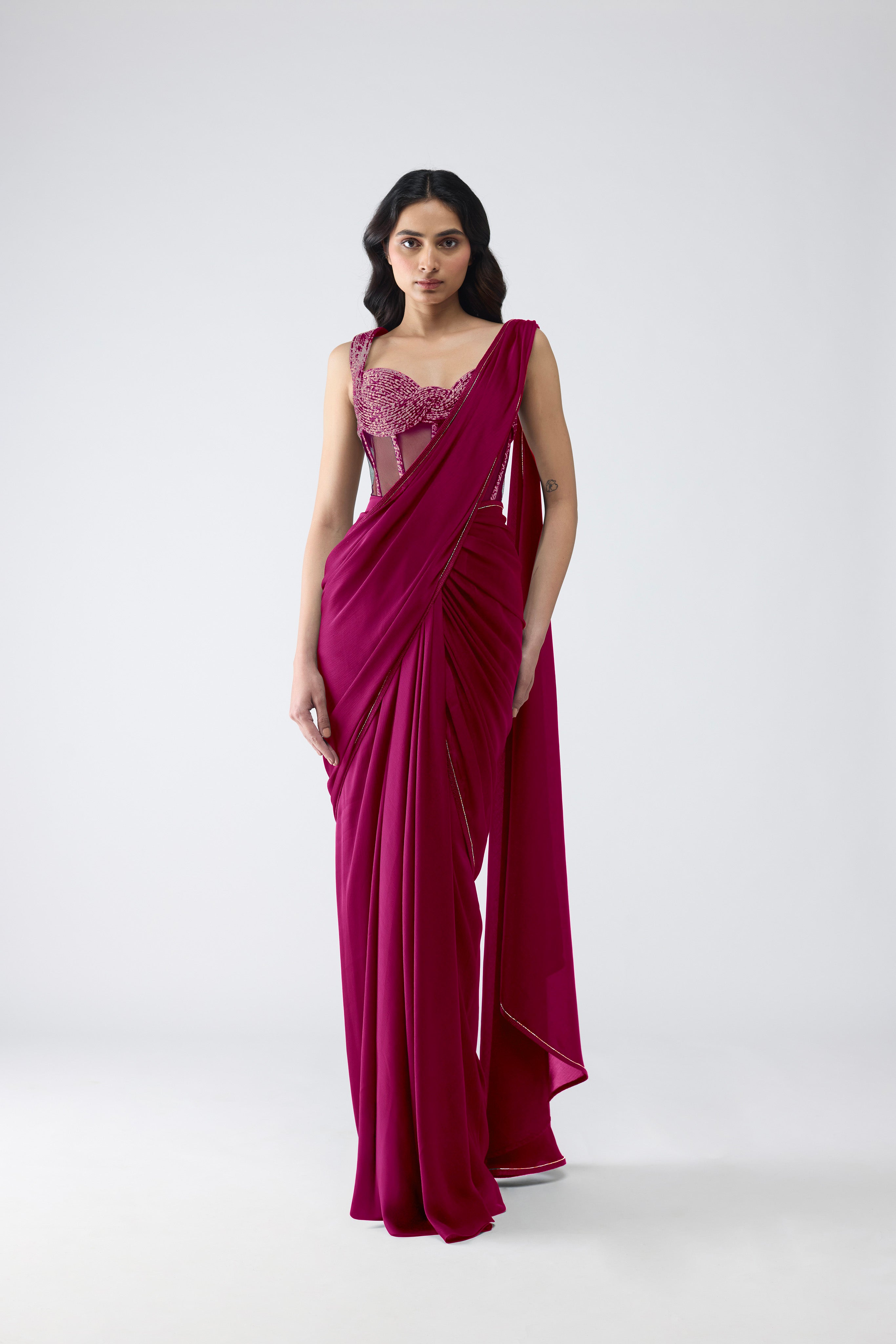 Vintage Banarsi Corset And Draped Saree