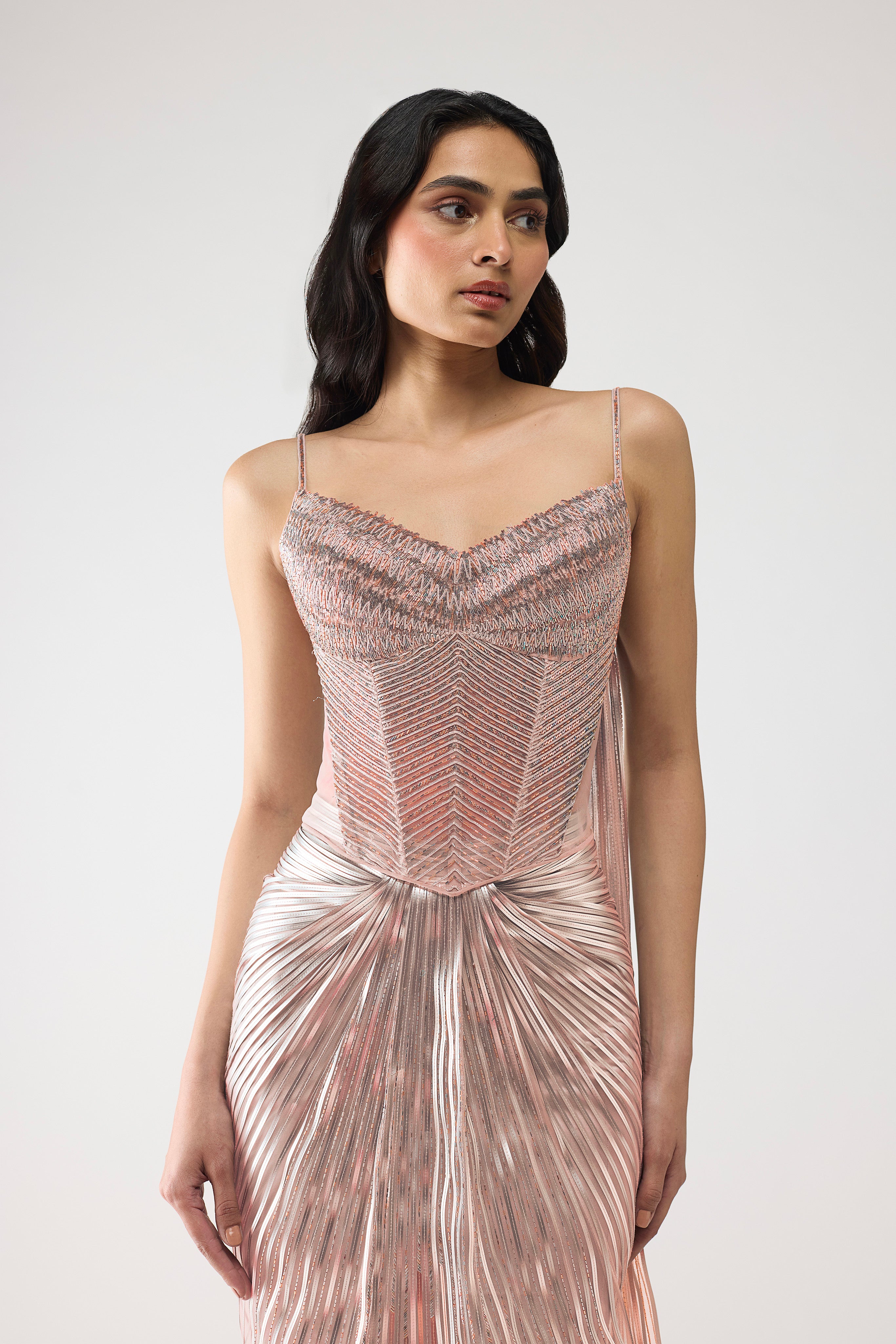 Metallic Scale Corset And Sunray Skirt
