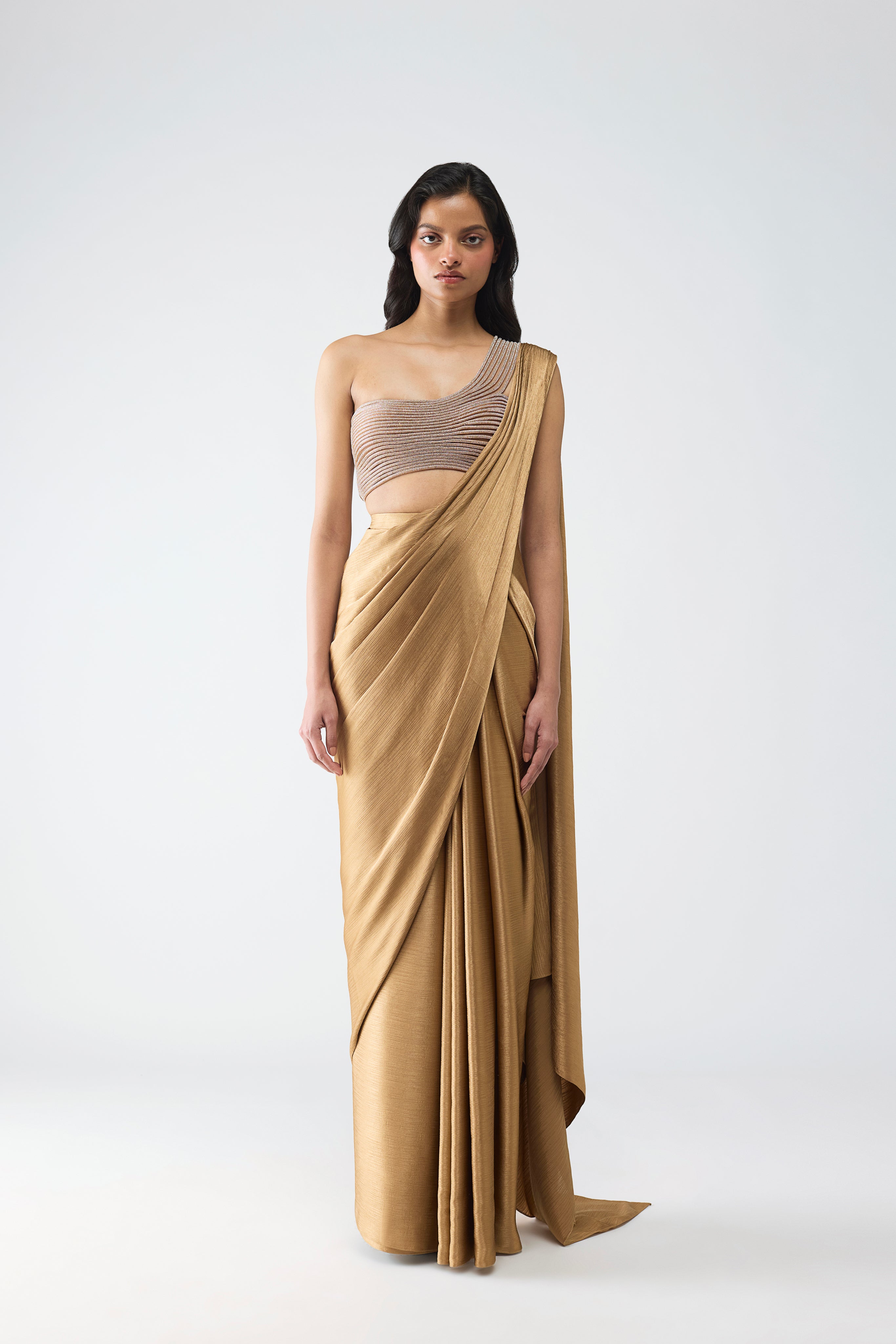 Crystalvein Top And Draped Saree