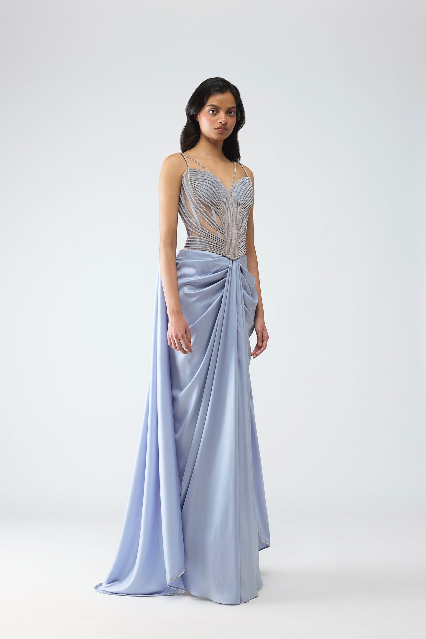 Structured Crystalvein Corset And Draped Saree