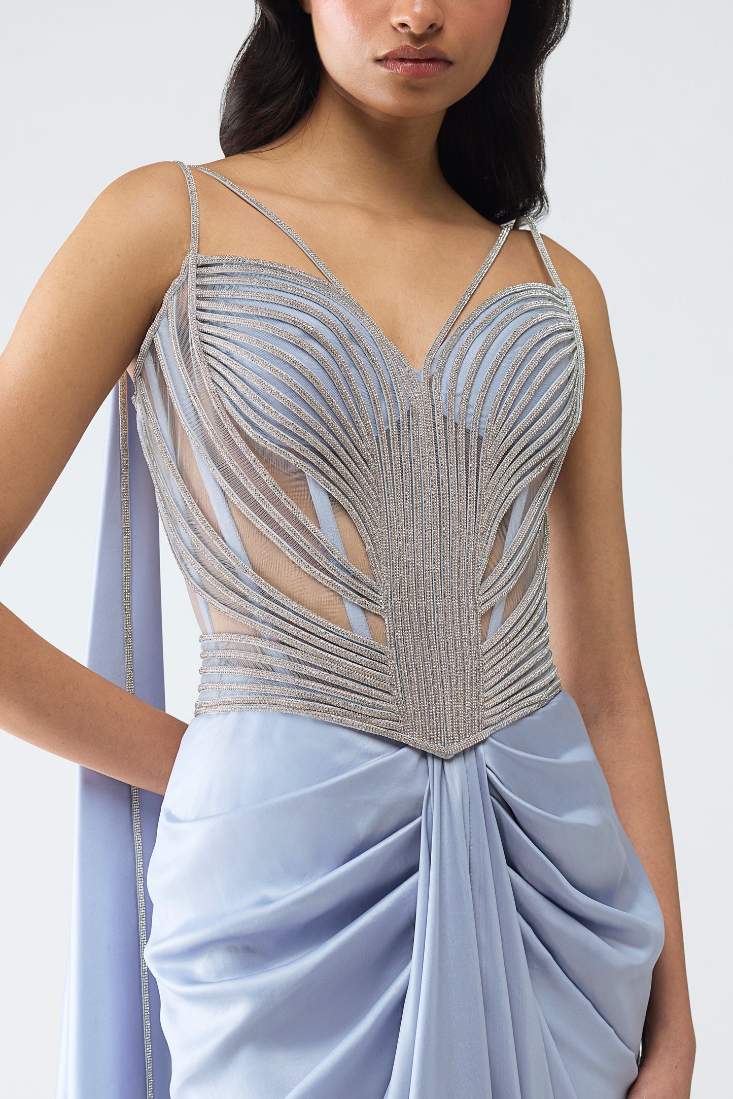 Structured Crystalvein Corset And Draped Saree