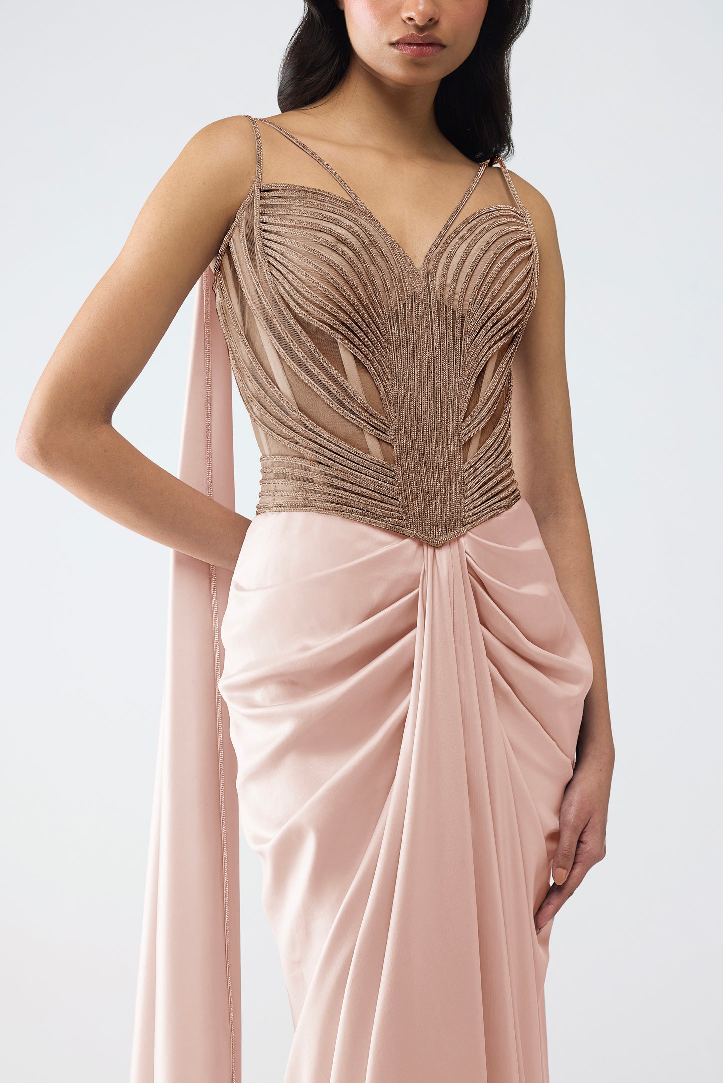 Crystalvein Corset And Draped Saree