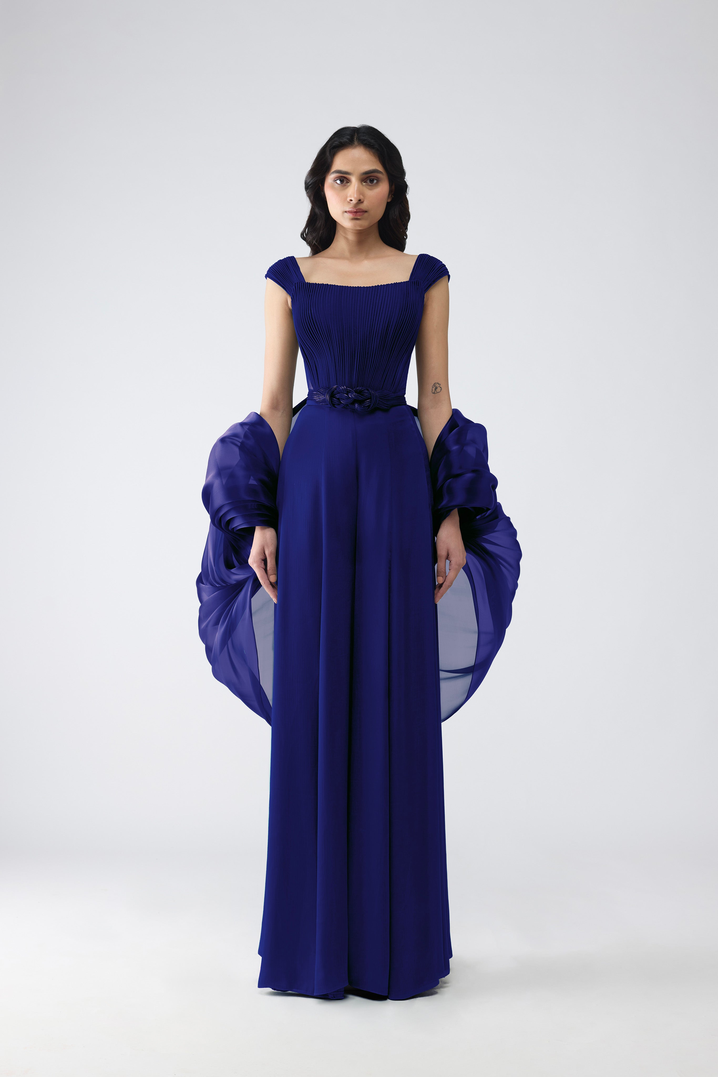 Structured Bustier With Pants And Cape