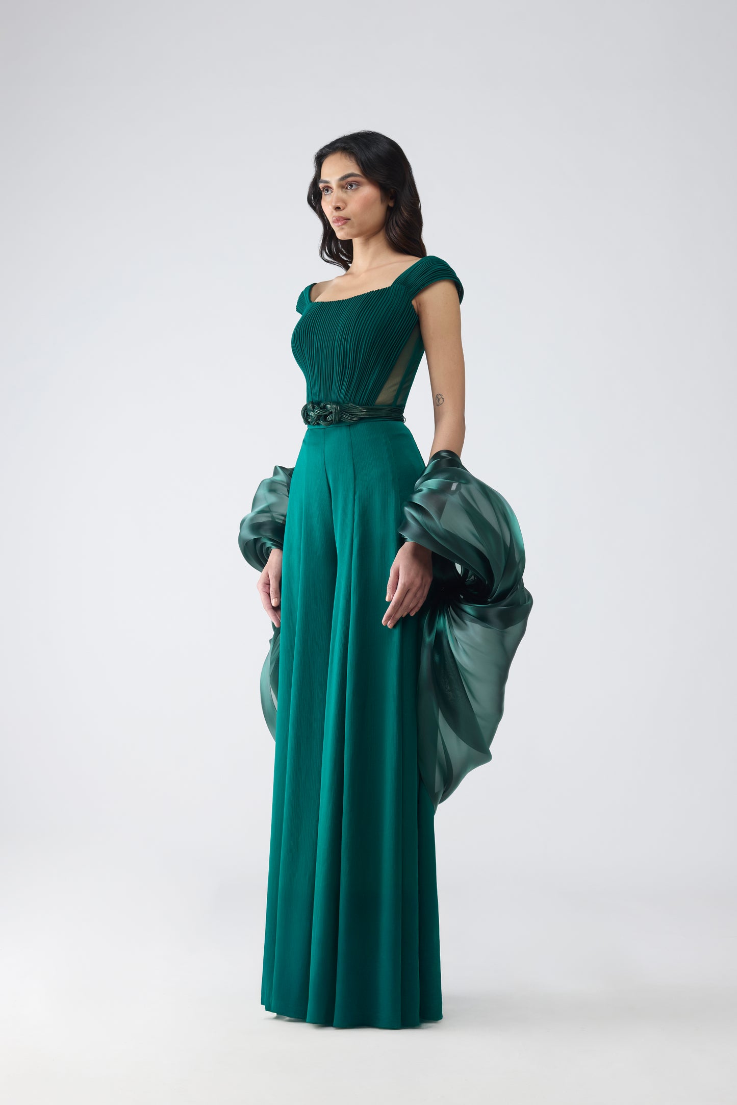 Structured Bustier With Pants And Cape