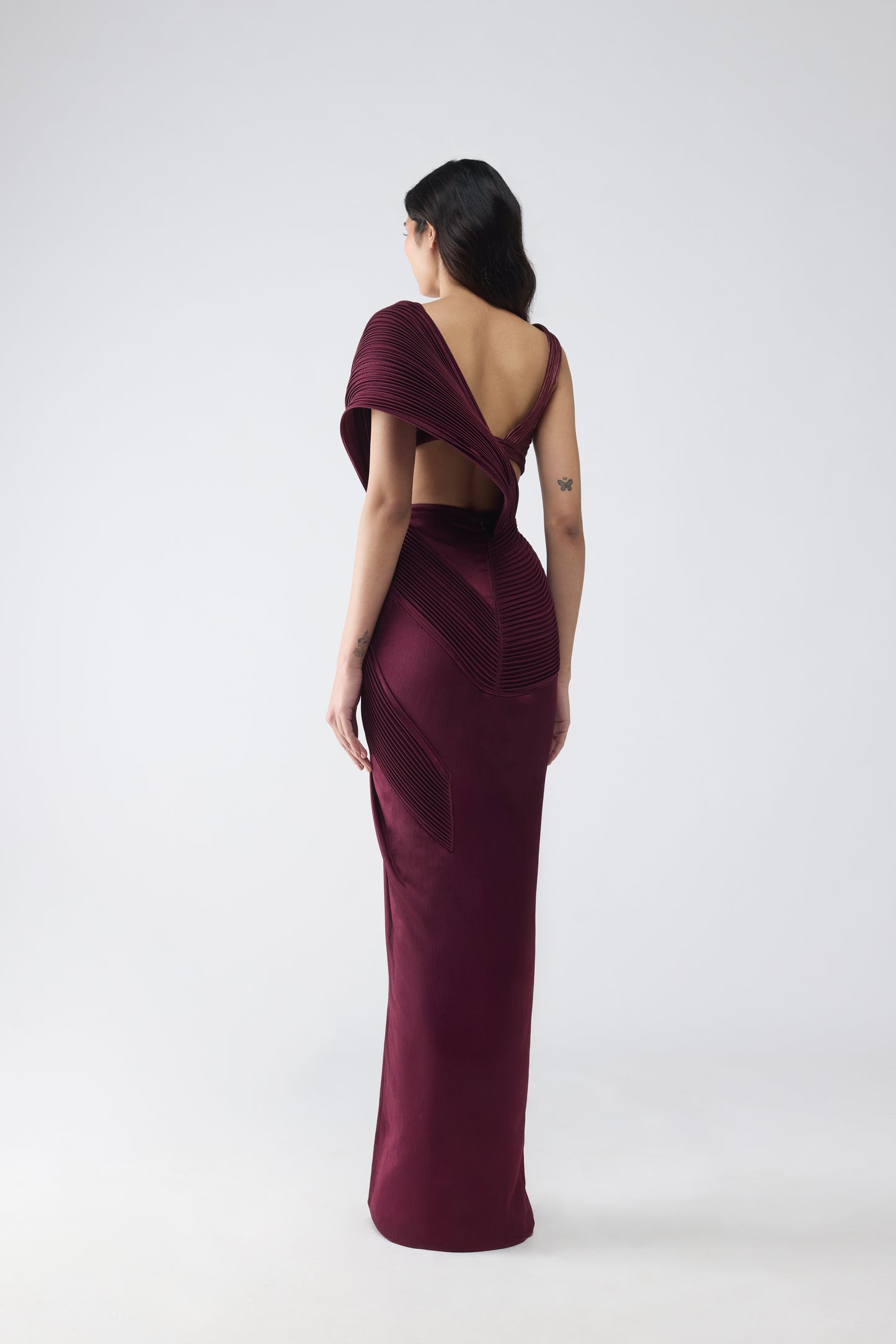 Corded Bralet With Draped Saree
