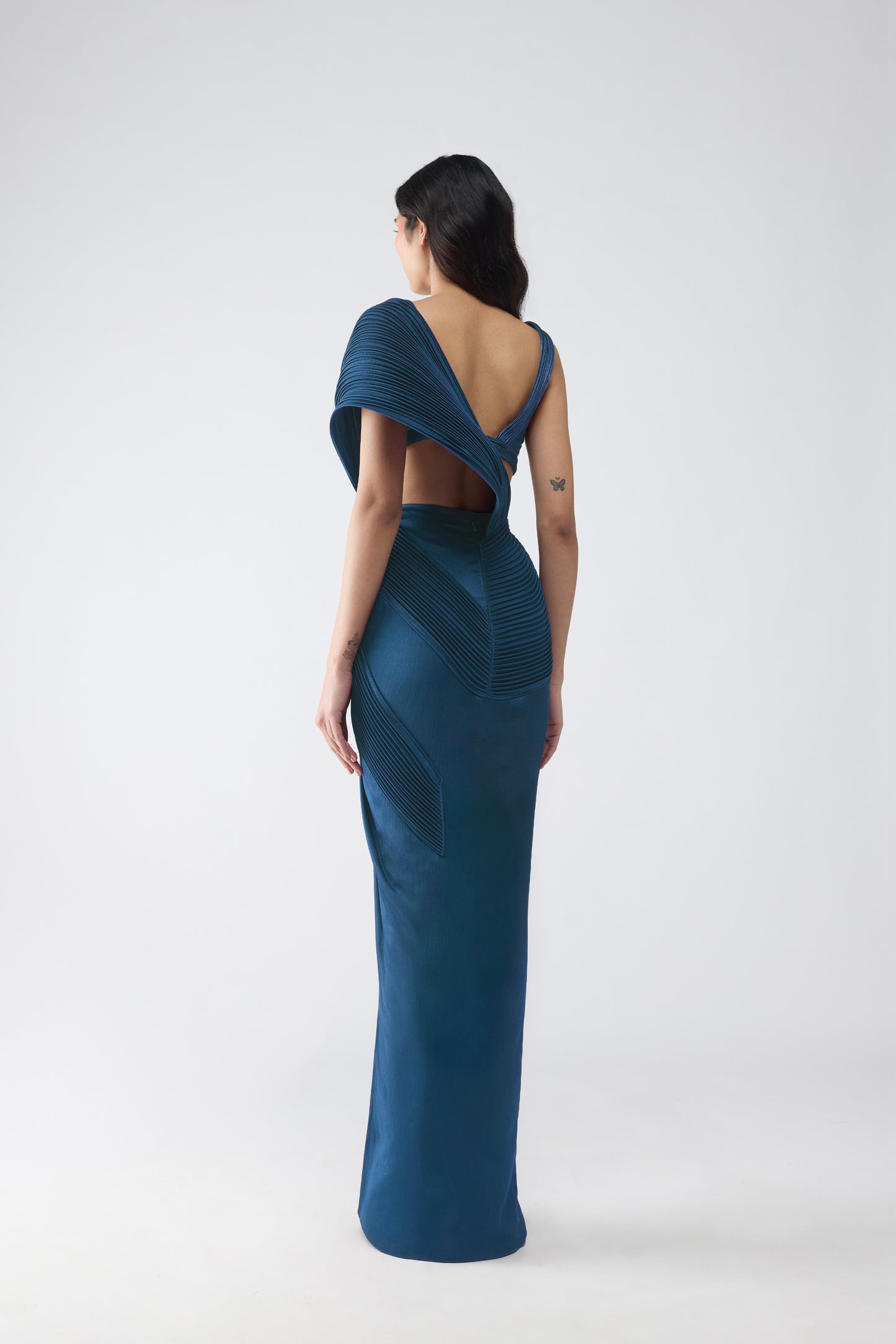 Corded Bralet With Draped Saree