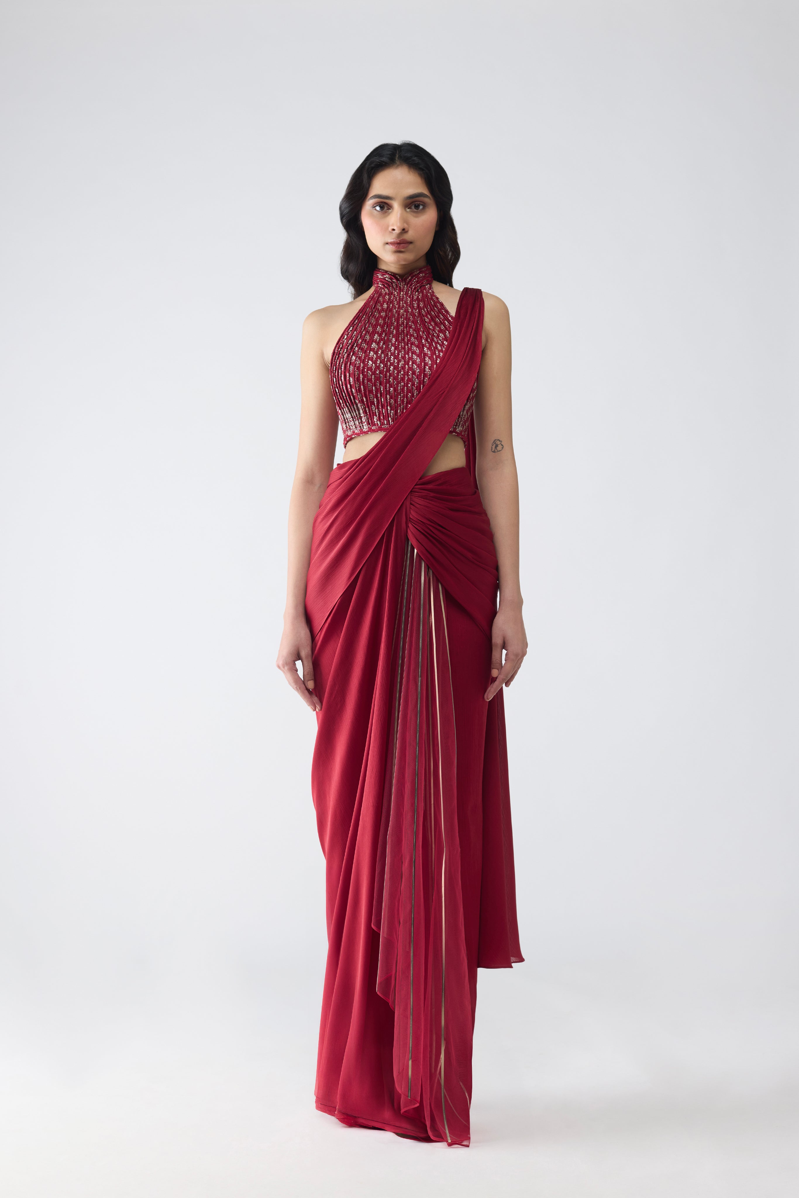 Vintage Banarsi Halter And Draped Saree