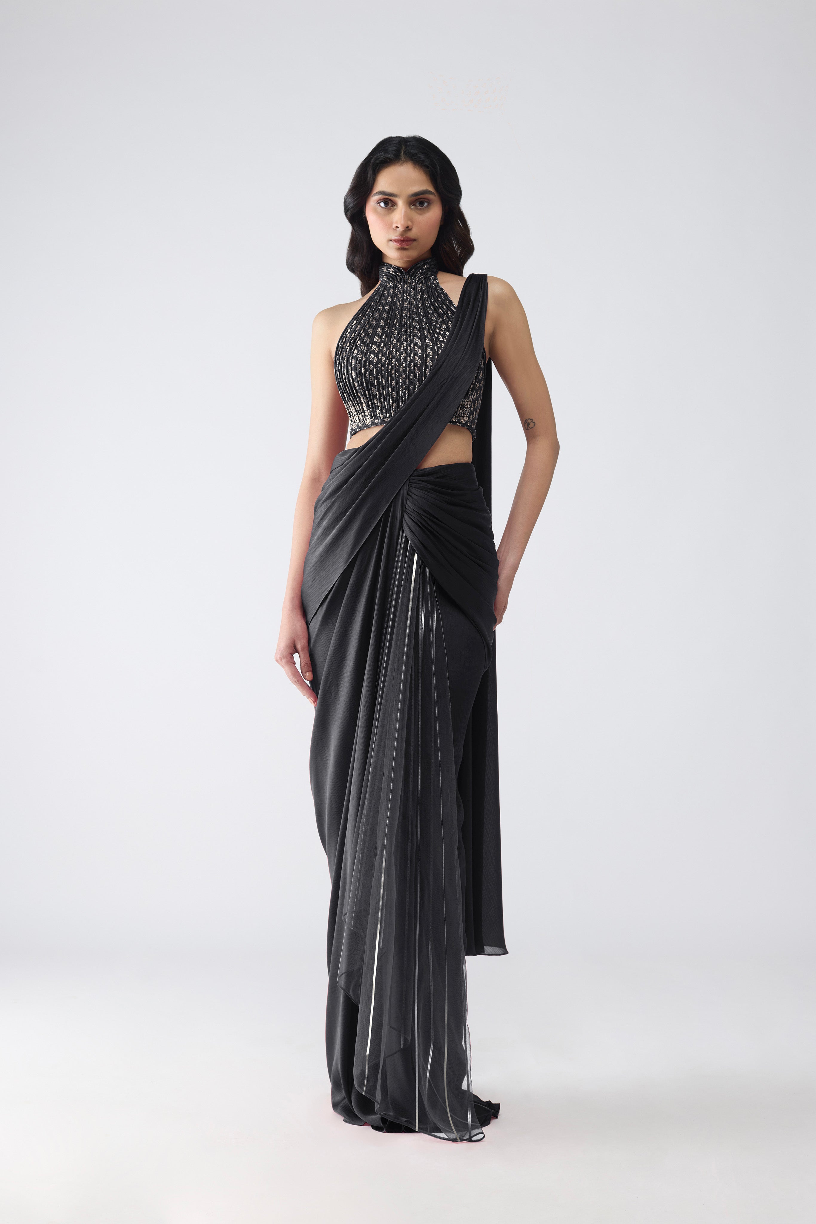 Vintage Banarsi Halter And Draped Saree