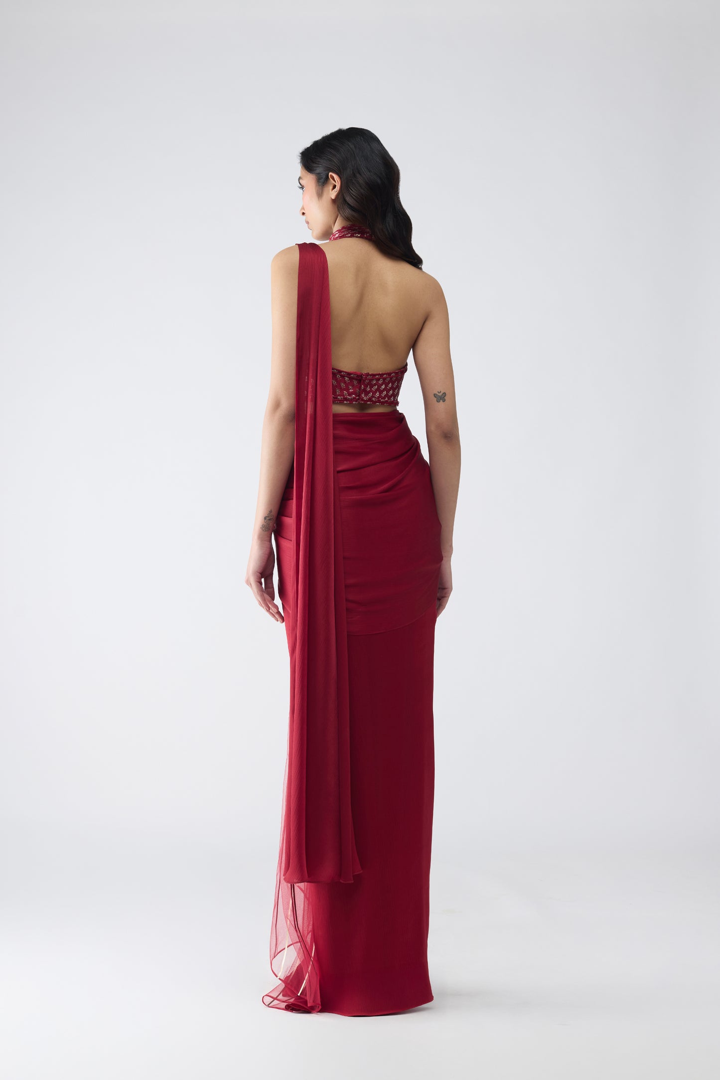 Vintage Banarsi Halter And Draped Saree