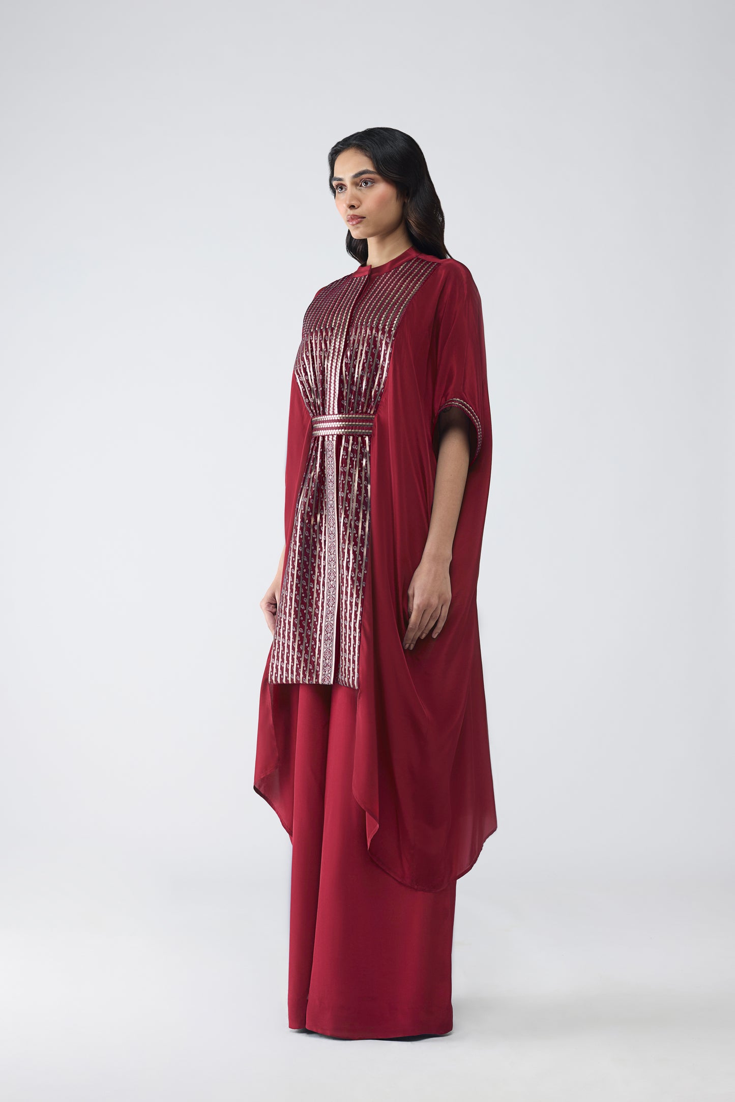 Banarsi Panelled Long Shirt Set