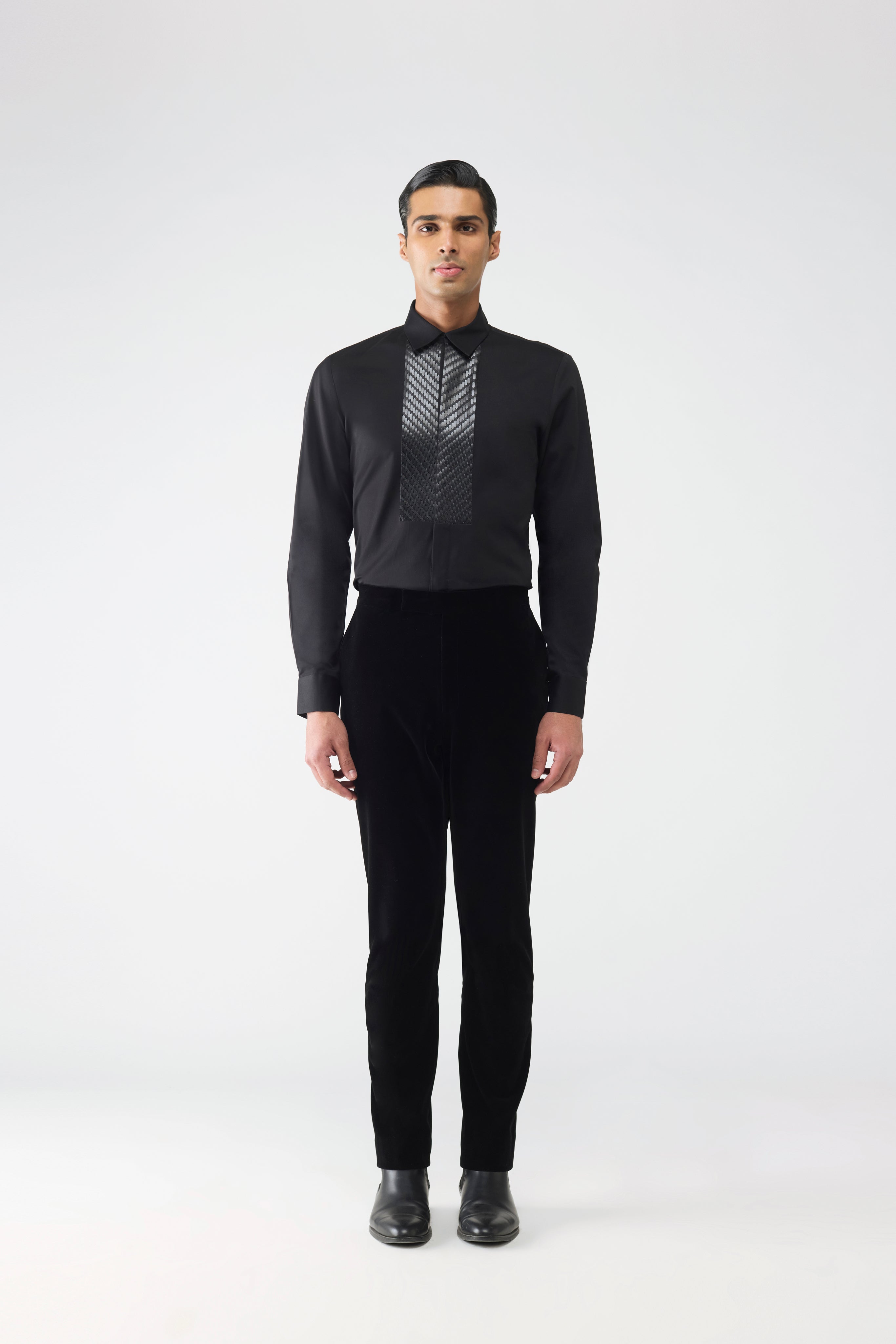 Metallic Hand Woven Textile Yoke Shirt