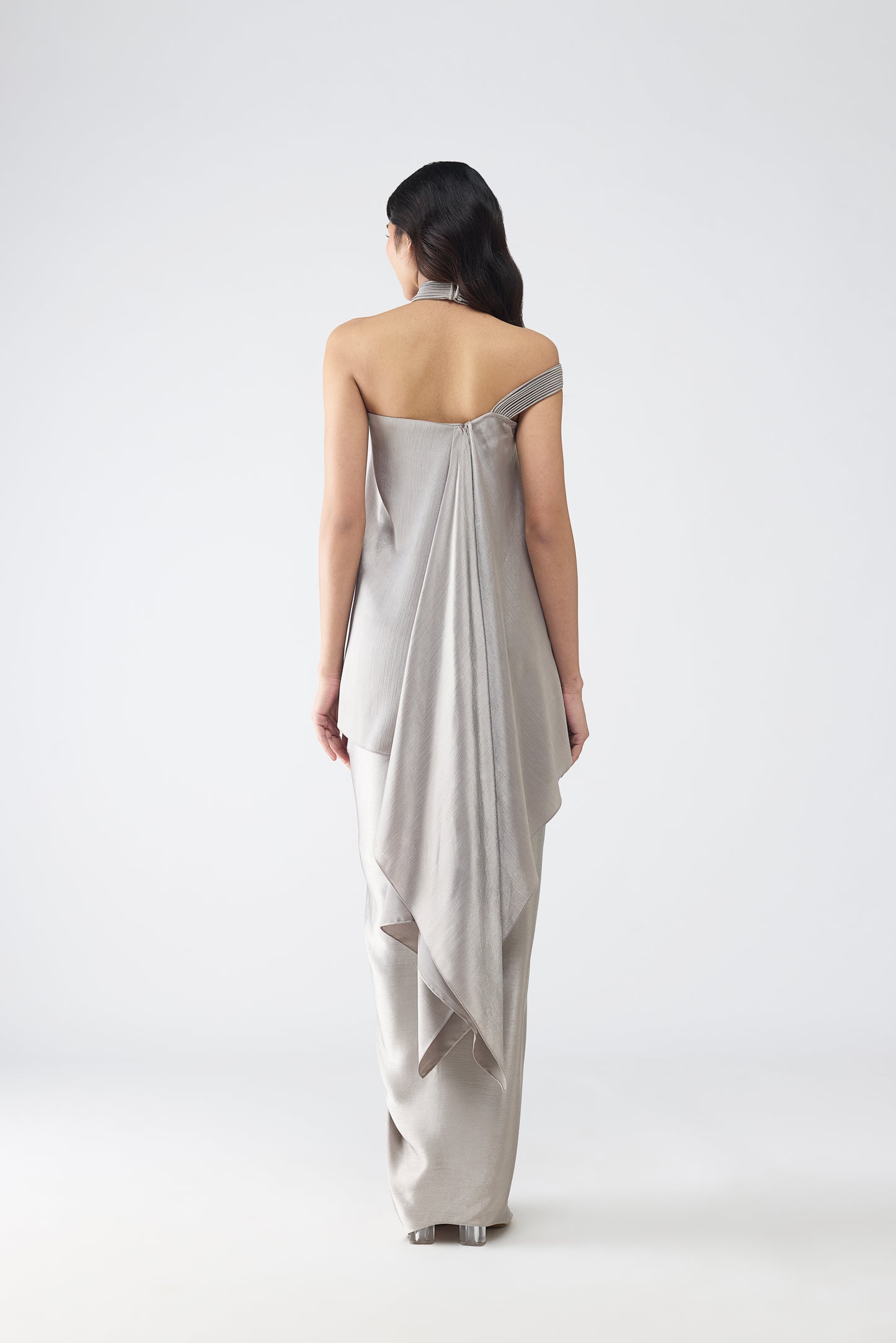 Micro Pleated Halter Top & Draped Skirt