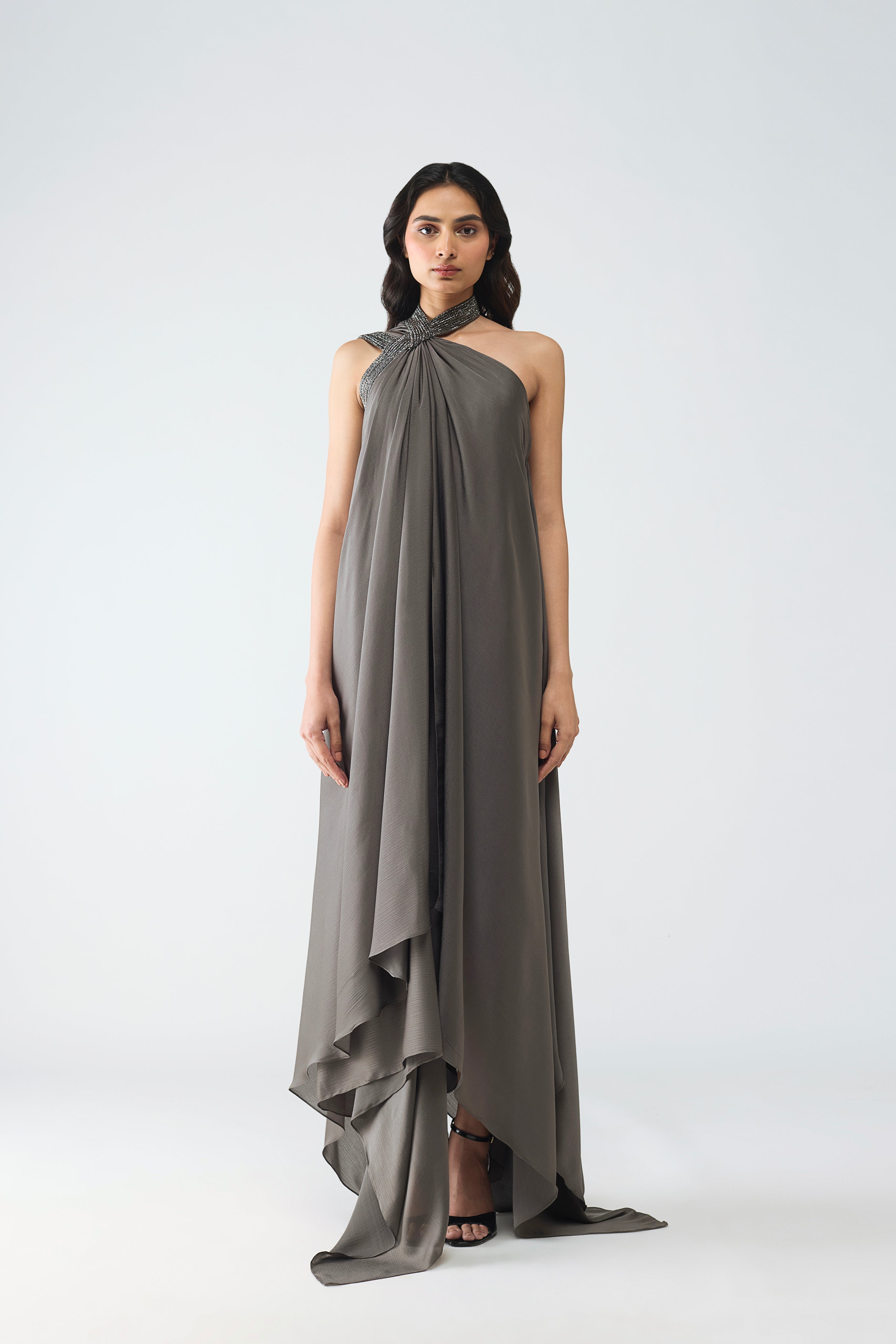 Halter Crstalvein Detail Dress