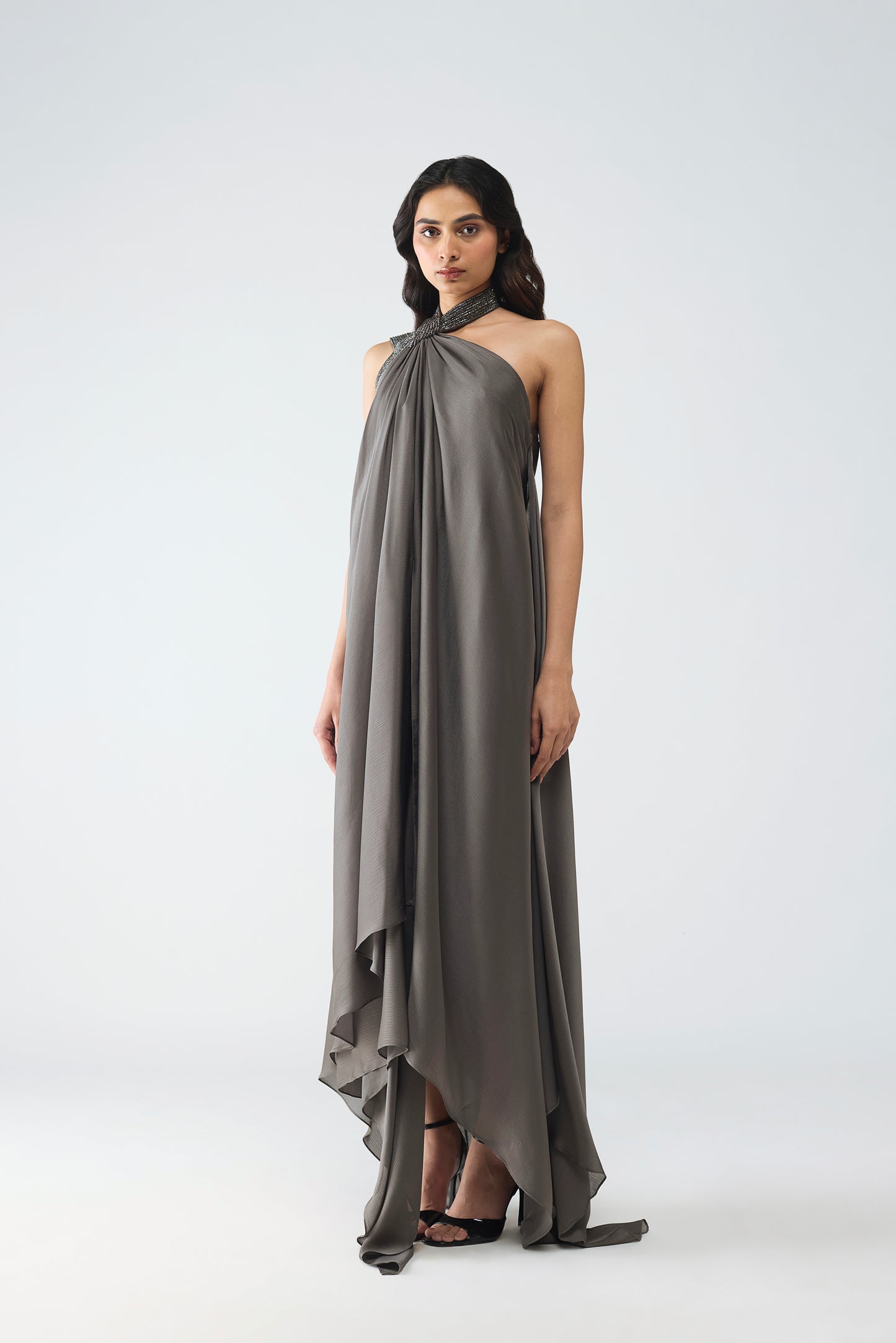 Halter Crstalvein Detail Dress