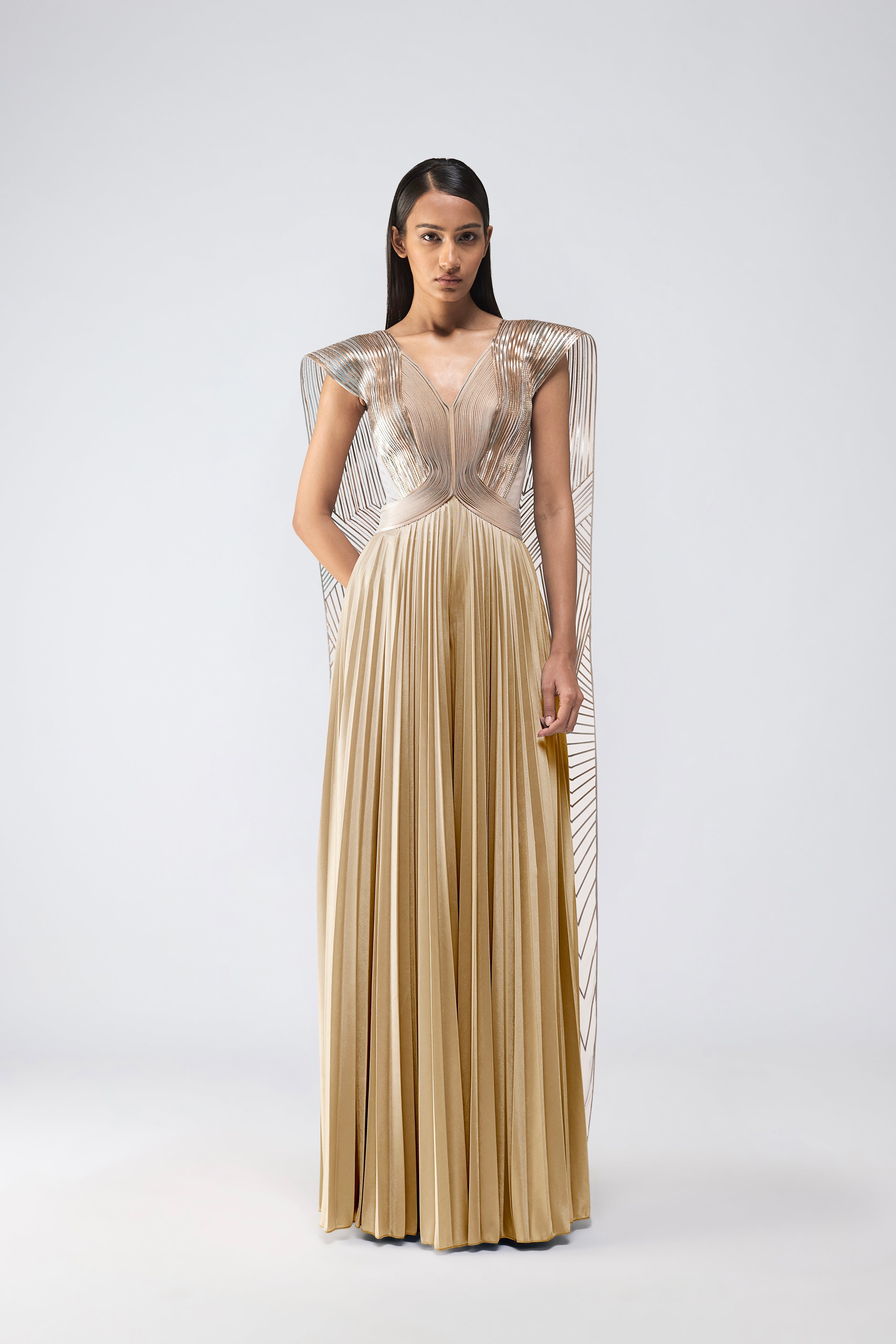 Metallic Jumpsuit With Wings