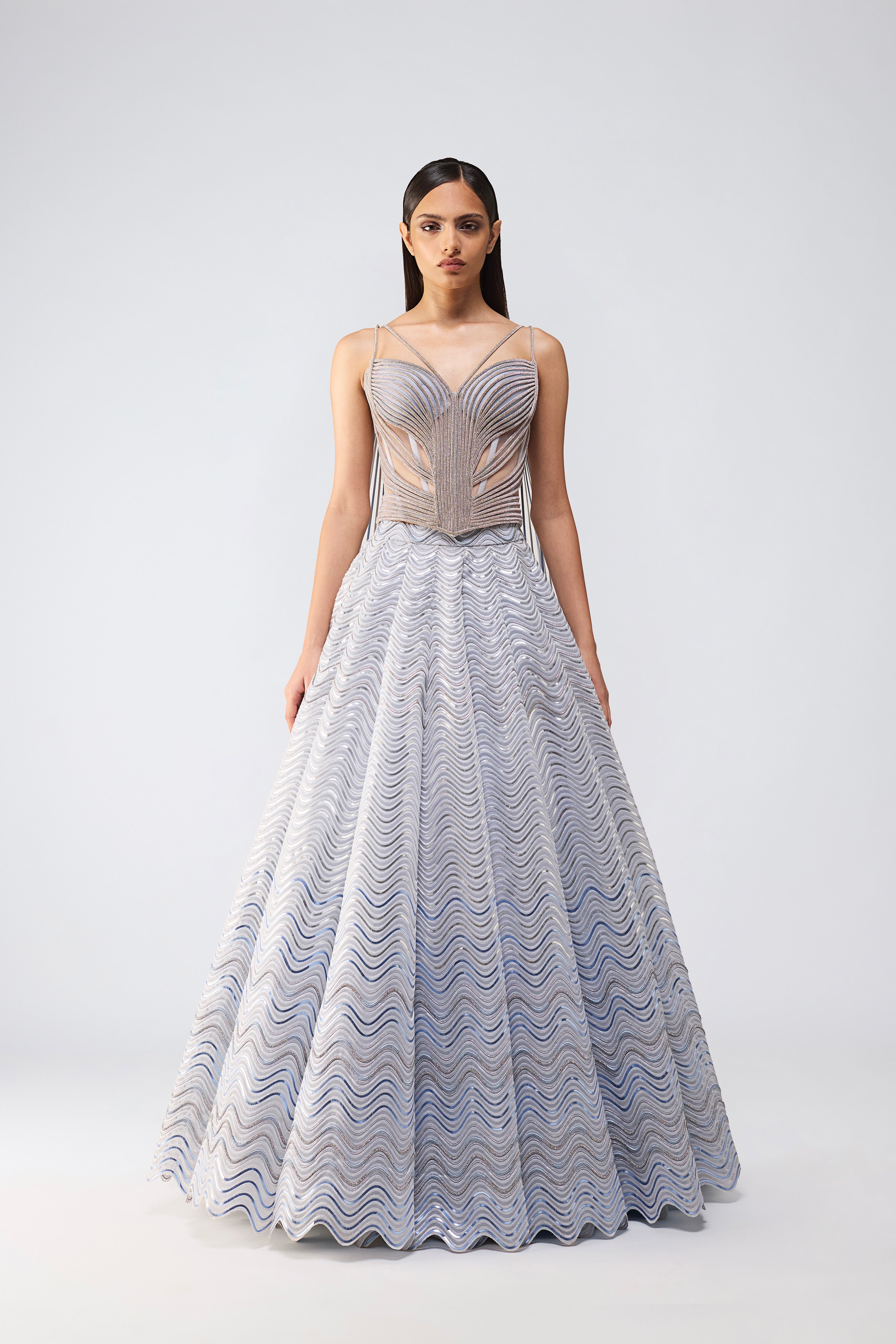 Crystalvein Corset With Drape And Skirt