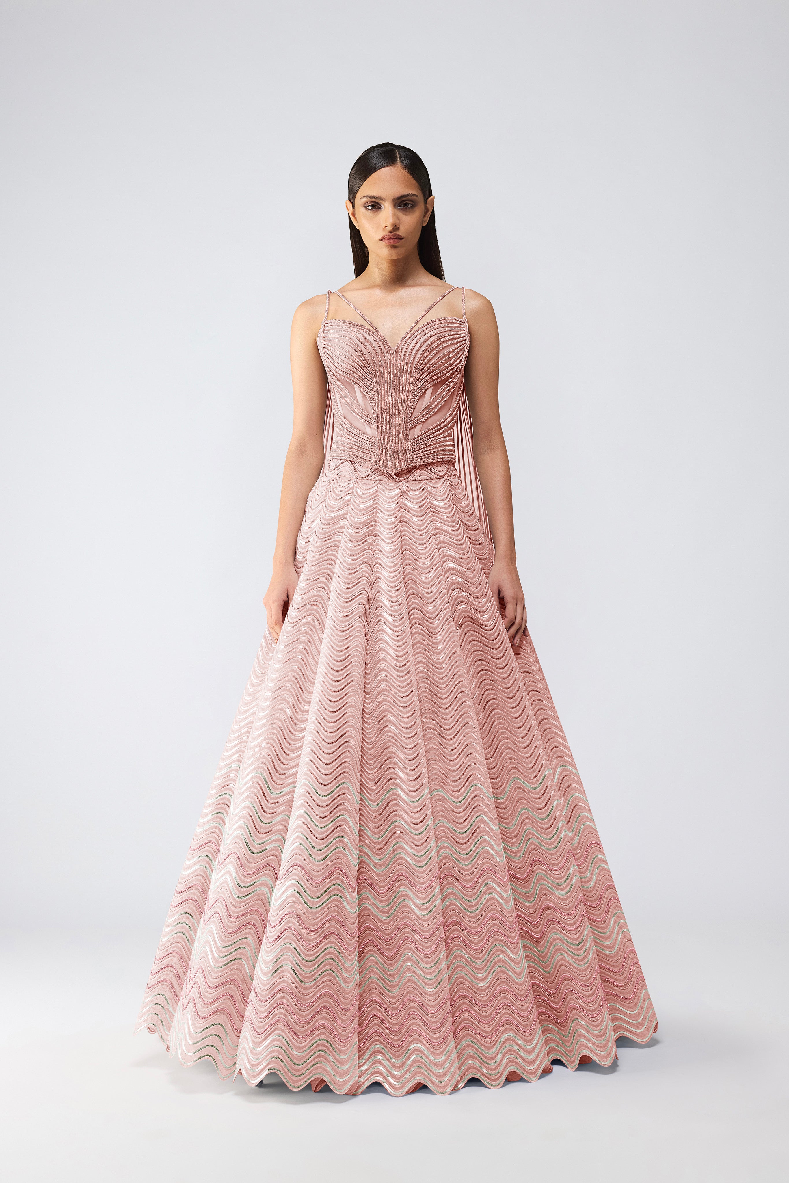 Crystalvein Corset With Drape And Skirt