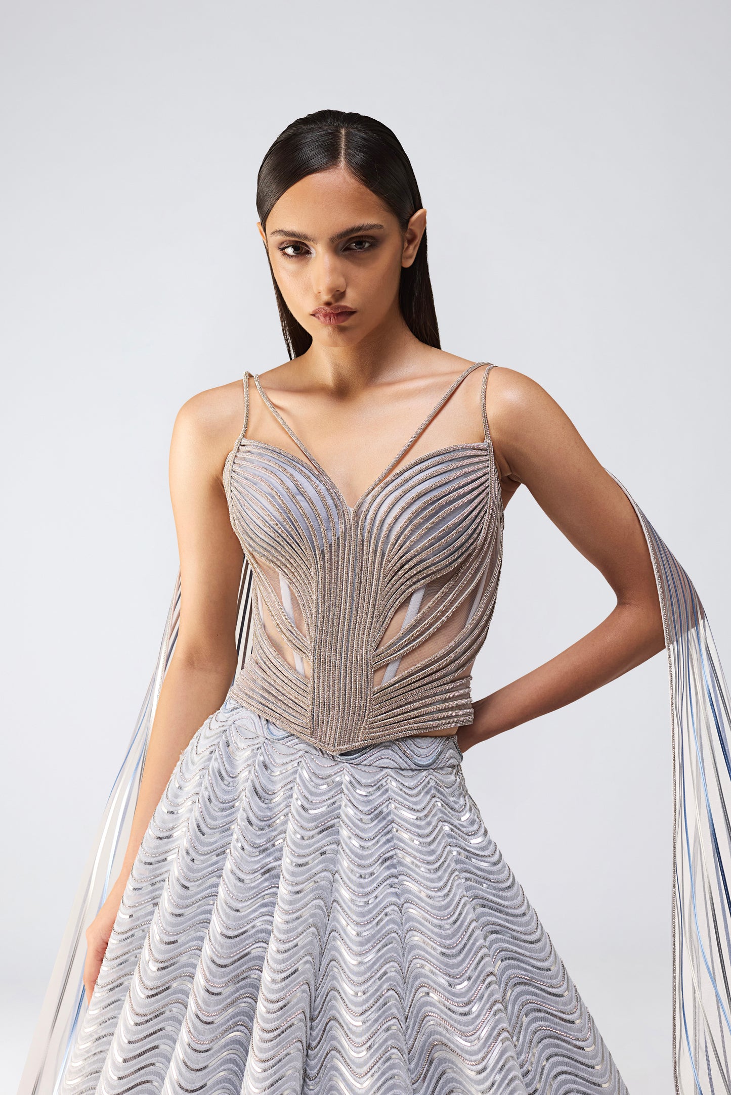 Crystalvein Corset With Drape And Skirt