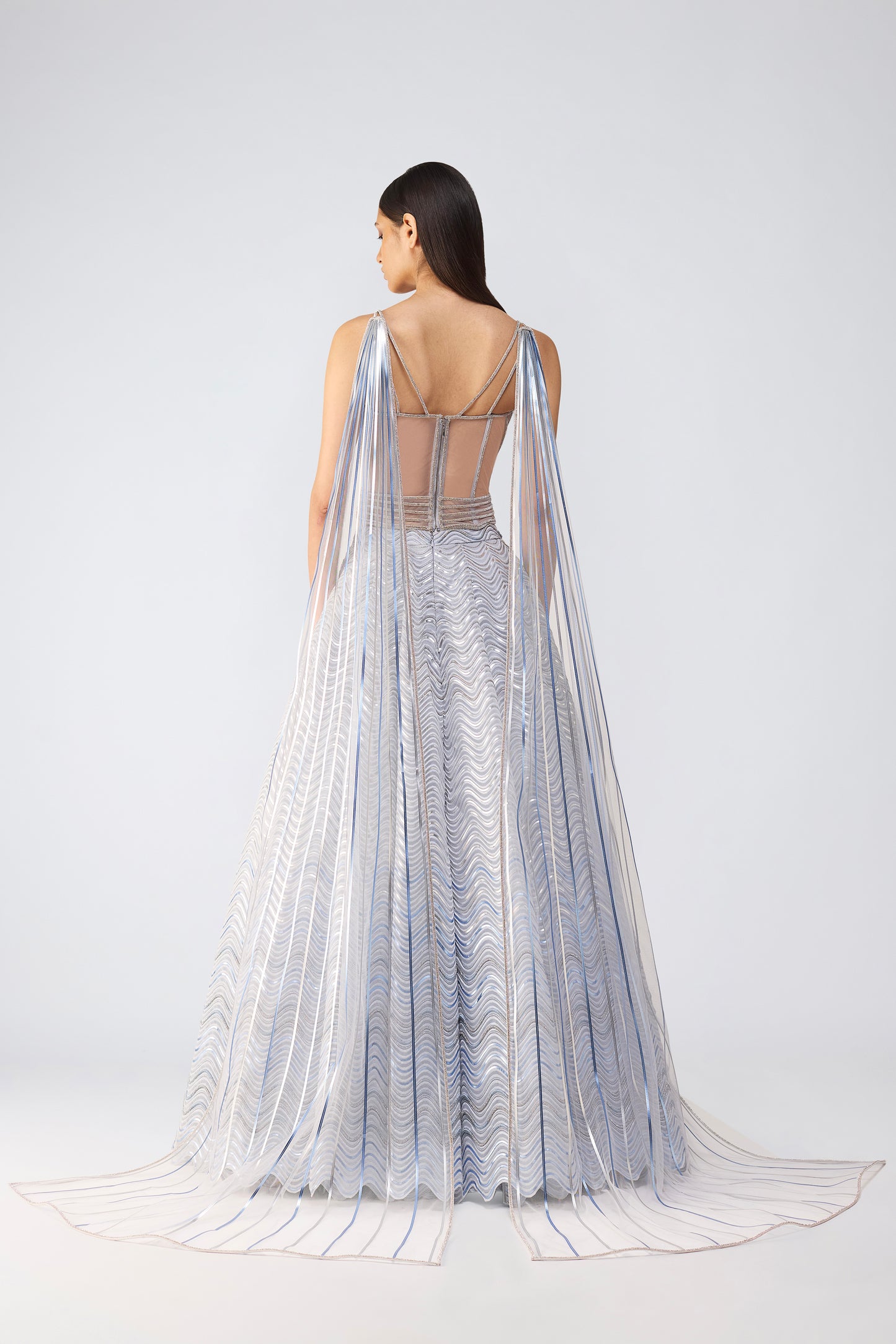 Crystalvein Corset With Drape And Skirt