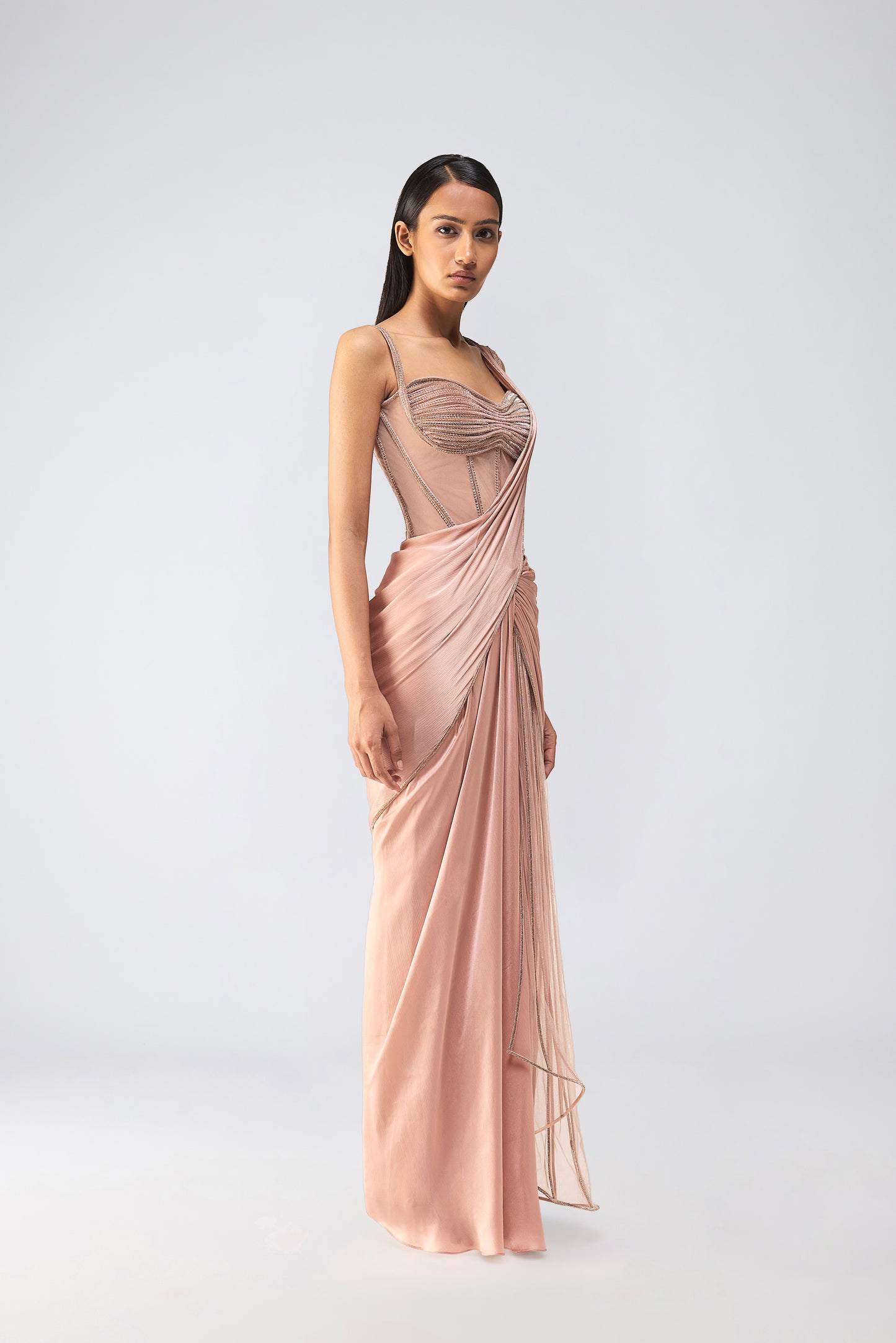 Moulded Crystalvein Corset And Draped Saree