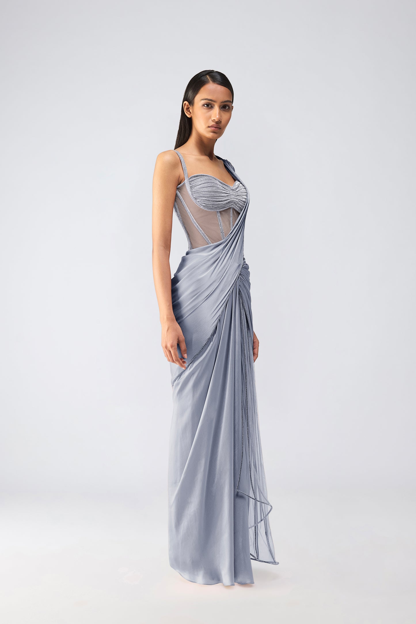 Moulded Crystalvein Corset And Draped Saree