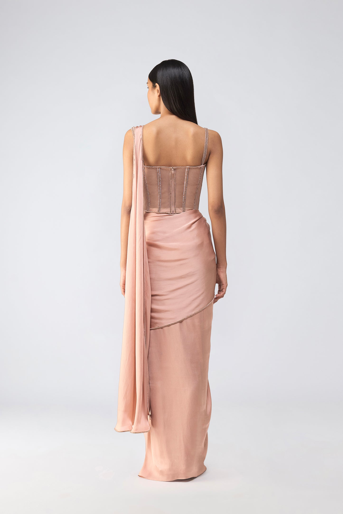 Moulded Crystalvein Corset And Draped Saree