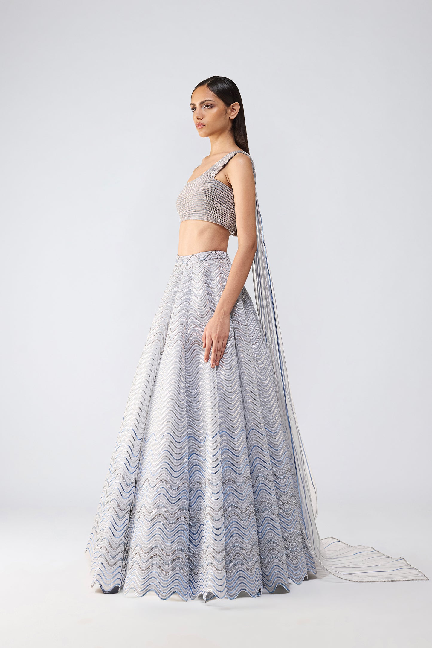 Structured Crystalvein Top And Wave Skirt