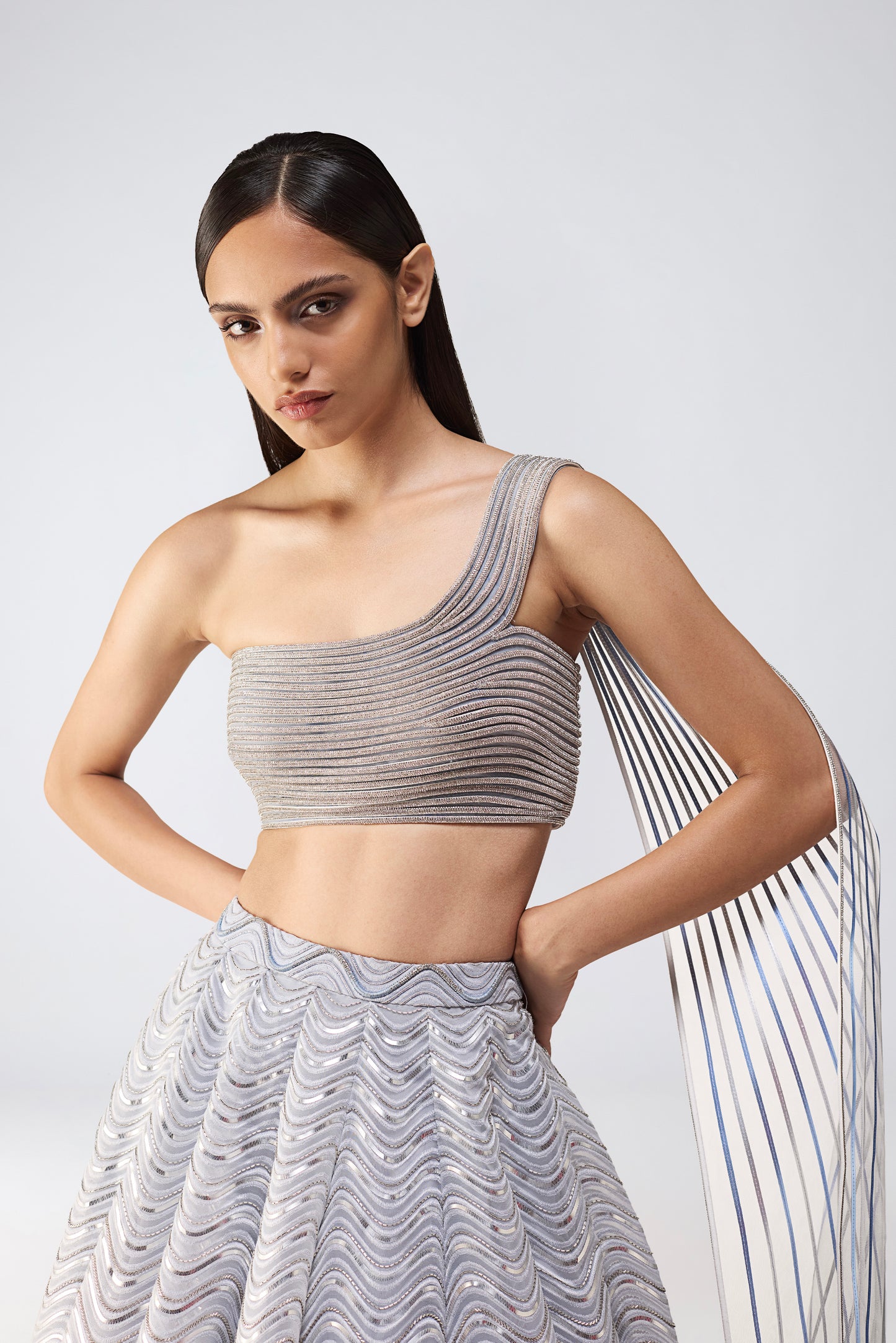 Structured Crystalvein Top And Wave Skirt