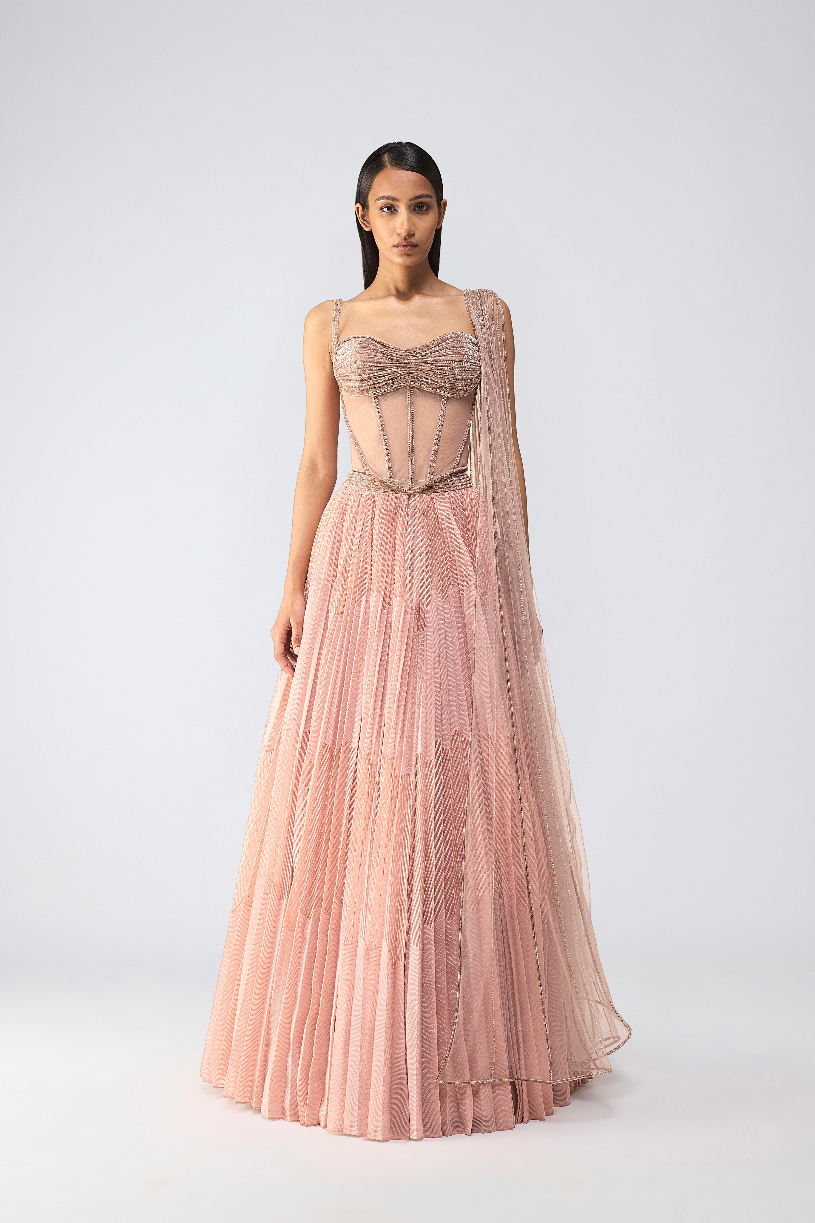 Crystalvein Corset With Metallic Wave Skirt