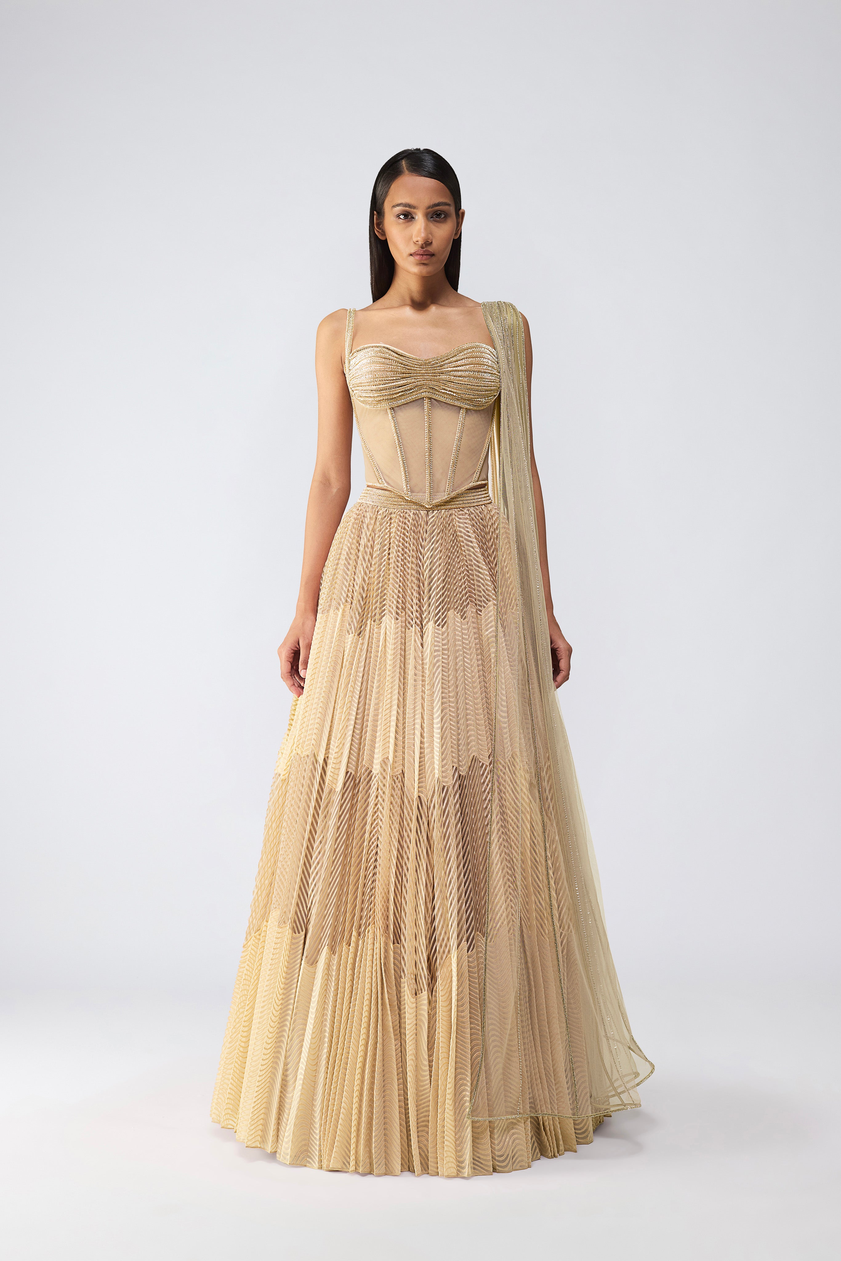 Crystalvein Corset With Metallic Wave Skirt