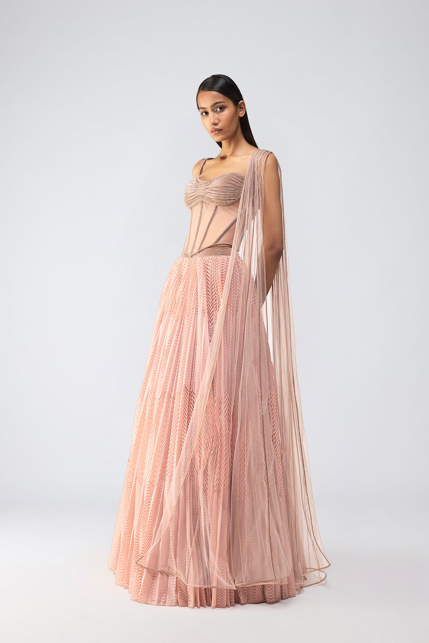 Crystalvein Corset With Metallic Wave Skirt
