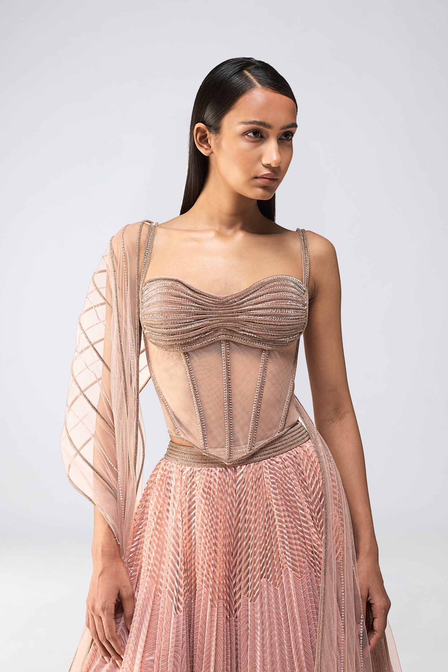 Crystalvein Corset With Metallic Wave Skirt