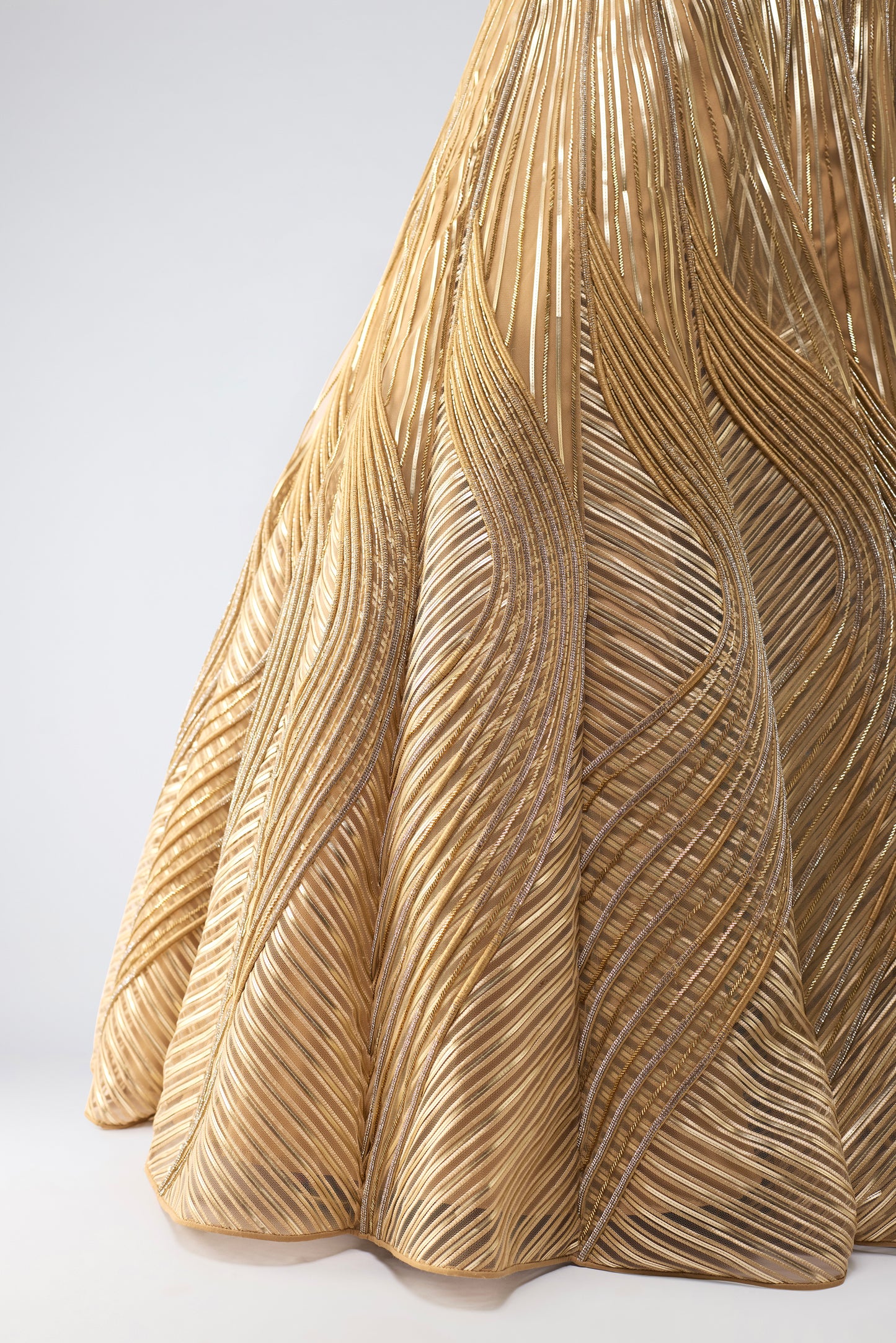 Structured Crystalvein Top With Drape And Skirt