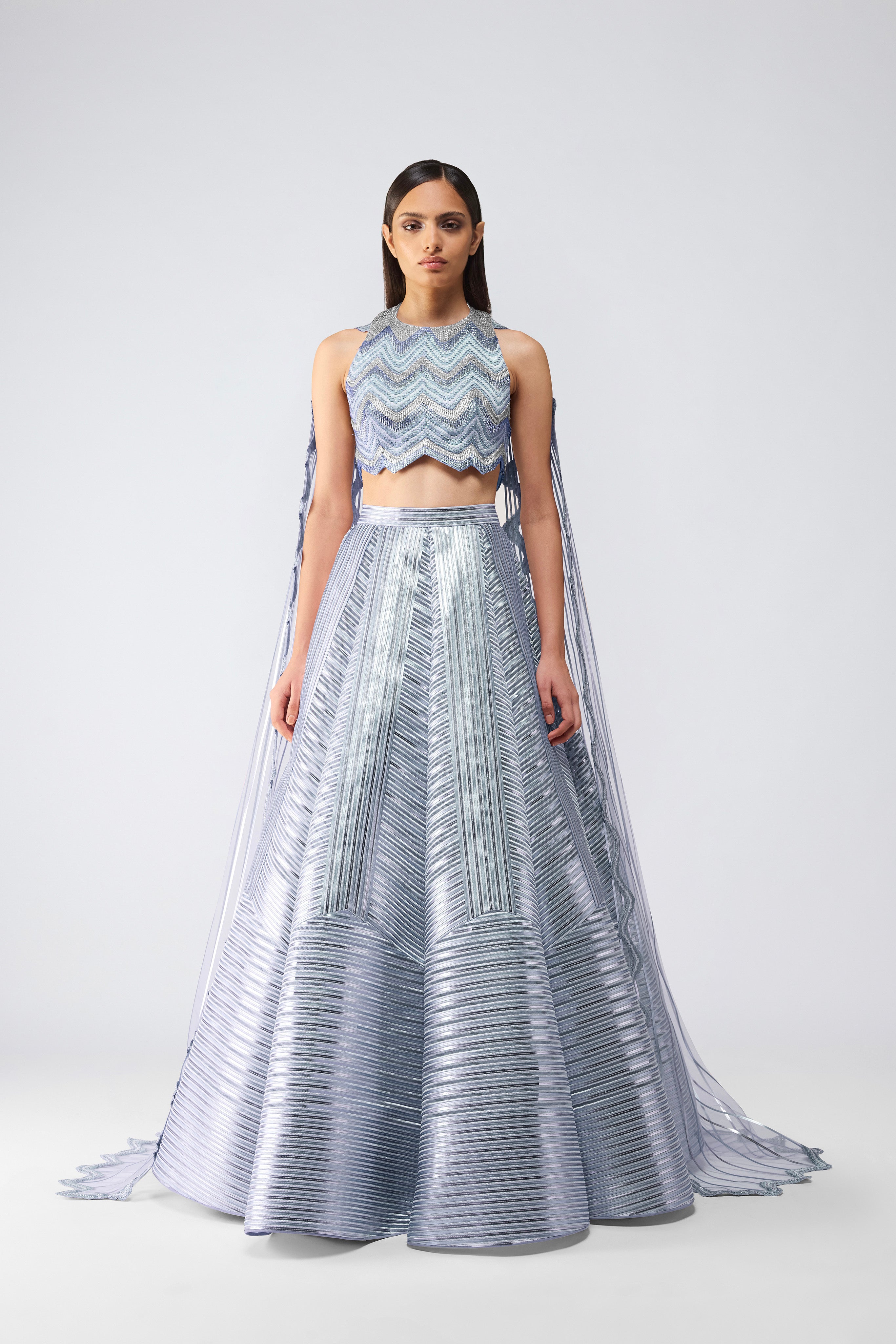 Metallic Scale Halter And Skirt