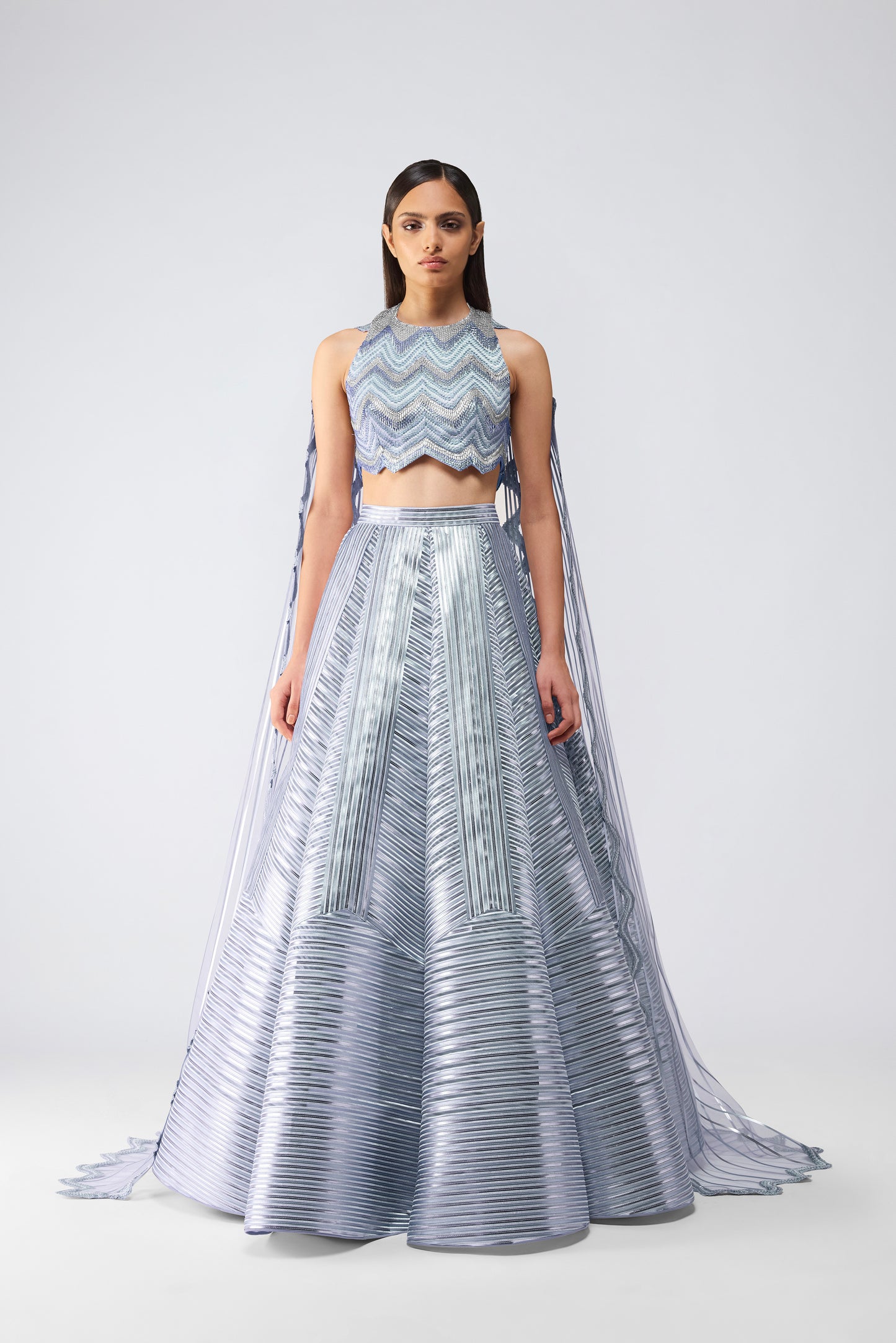 Metallic Scale Halter And Skirt