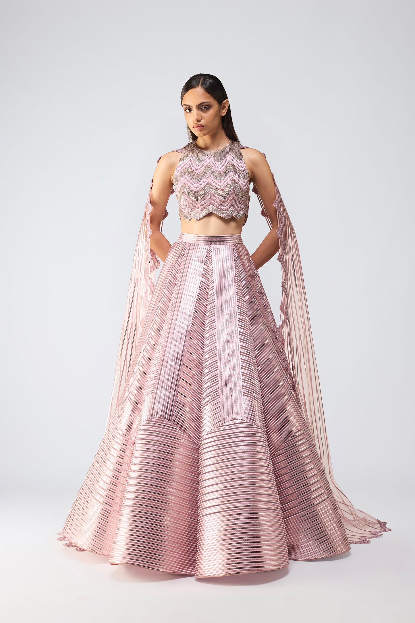 Metallic Scale Halter And Skirt