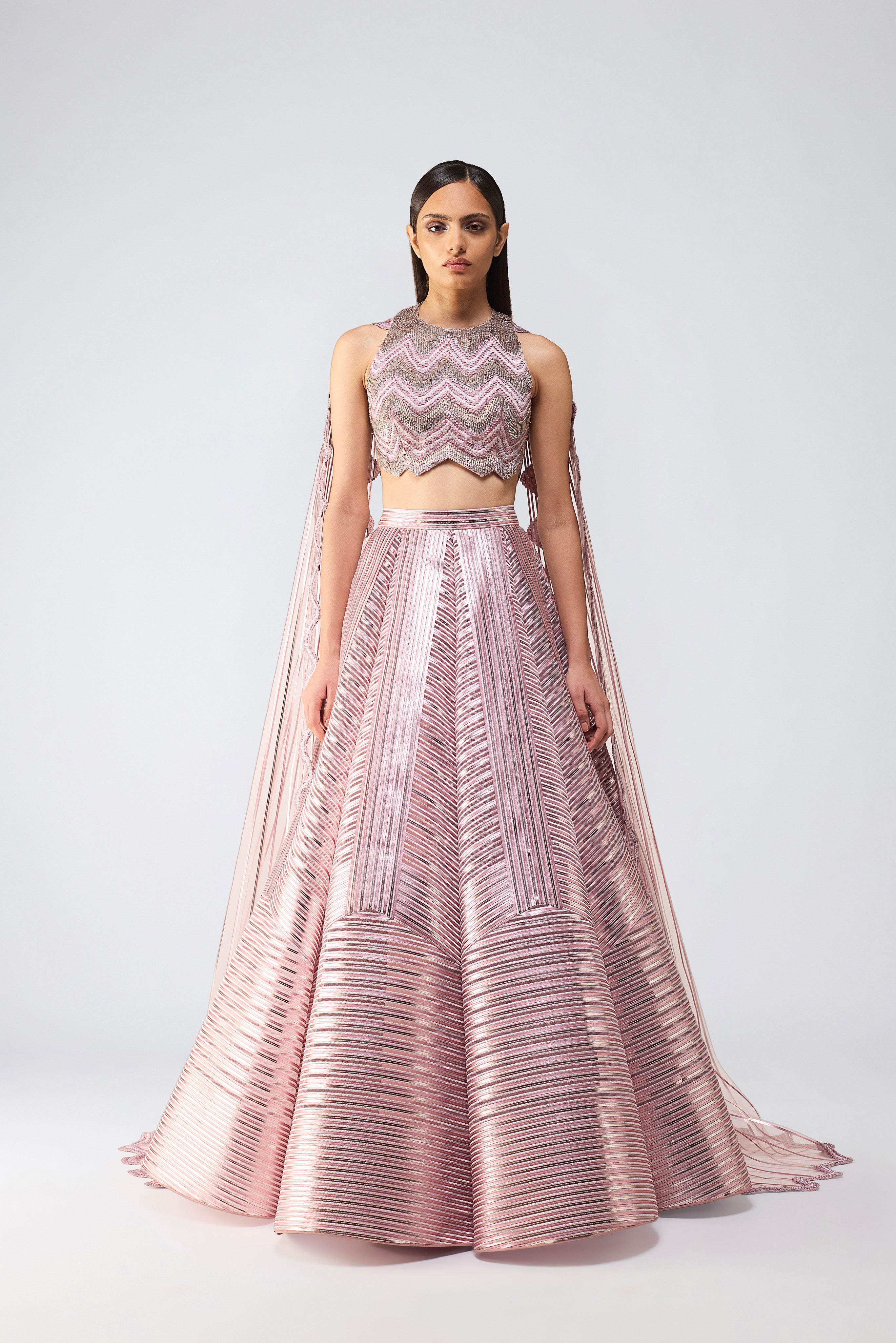 Metallic Scale Halter And Skirt