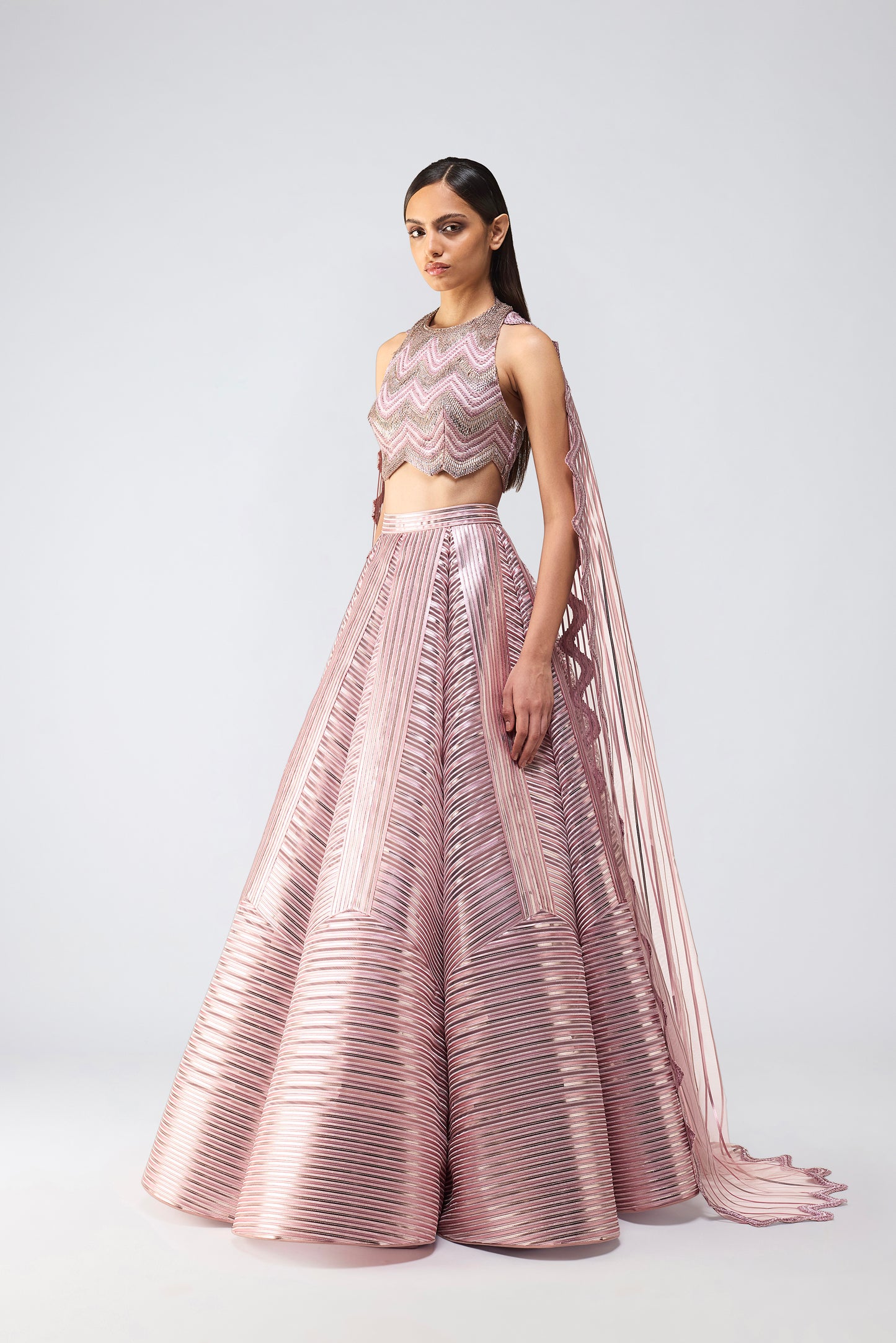 Metallic Scale Halter And Skirt