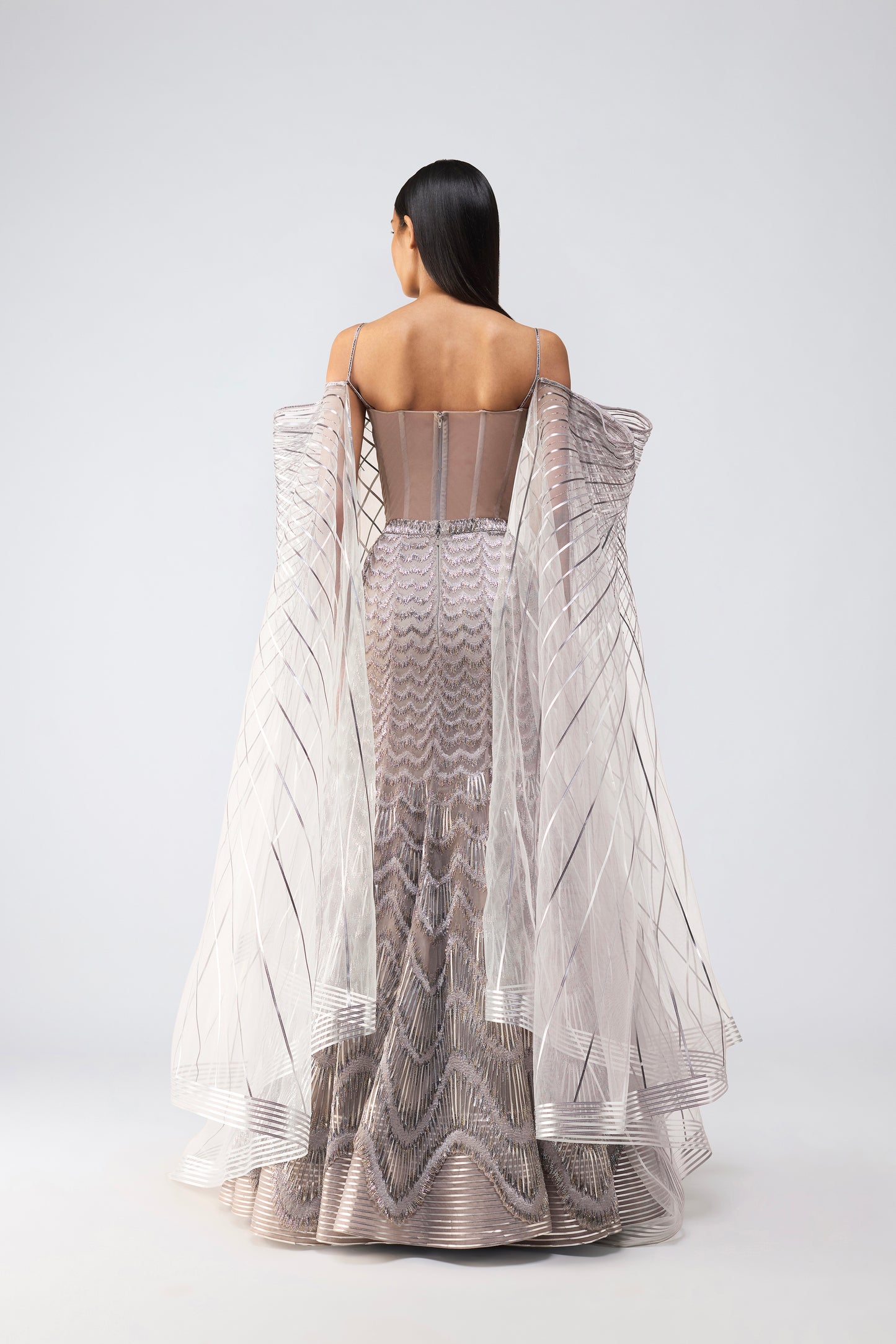 Metallic Scale Corset With Wings And Fishtail Skirt
