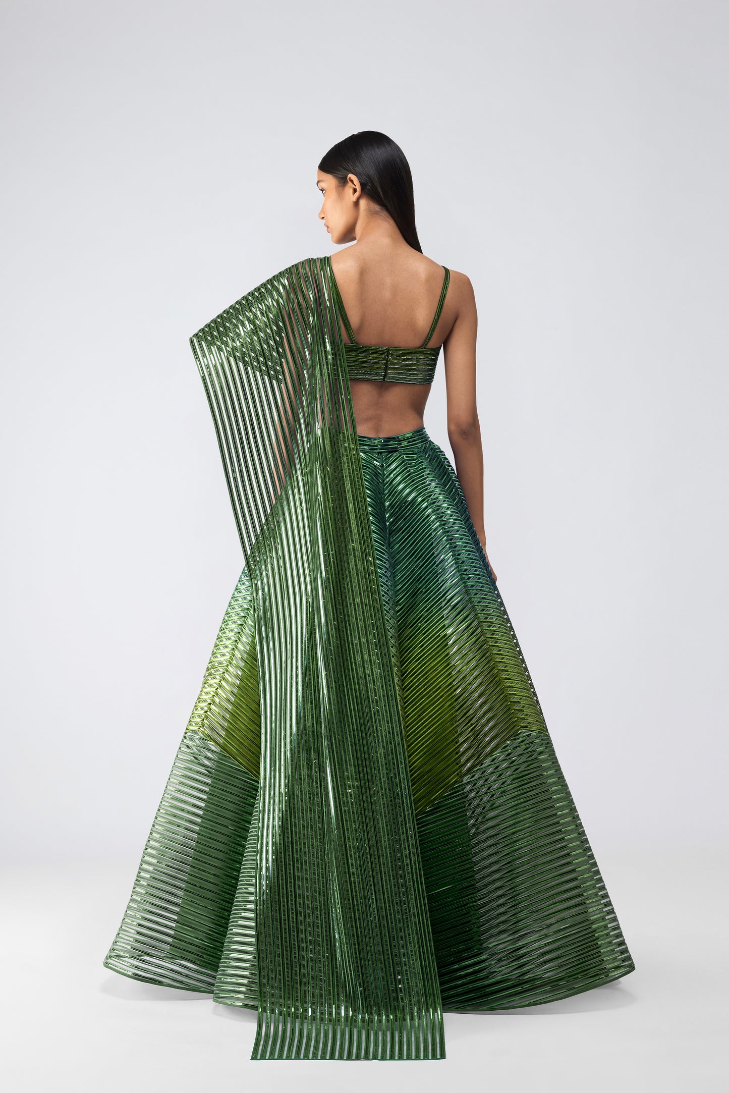 Metallic Bustier And Skirt With Drape