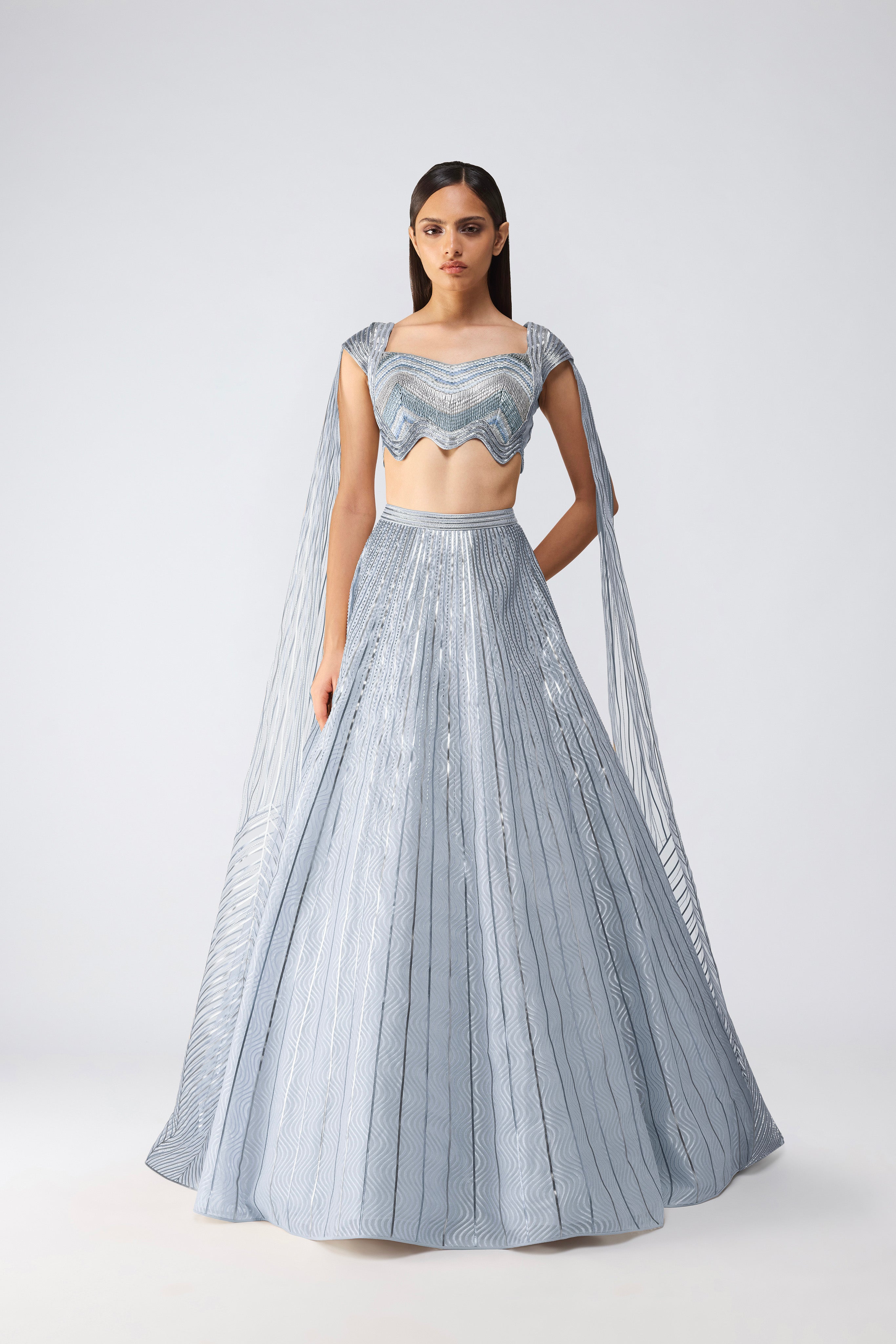 Metallic Scale Top With Wave Skirt