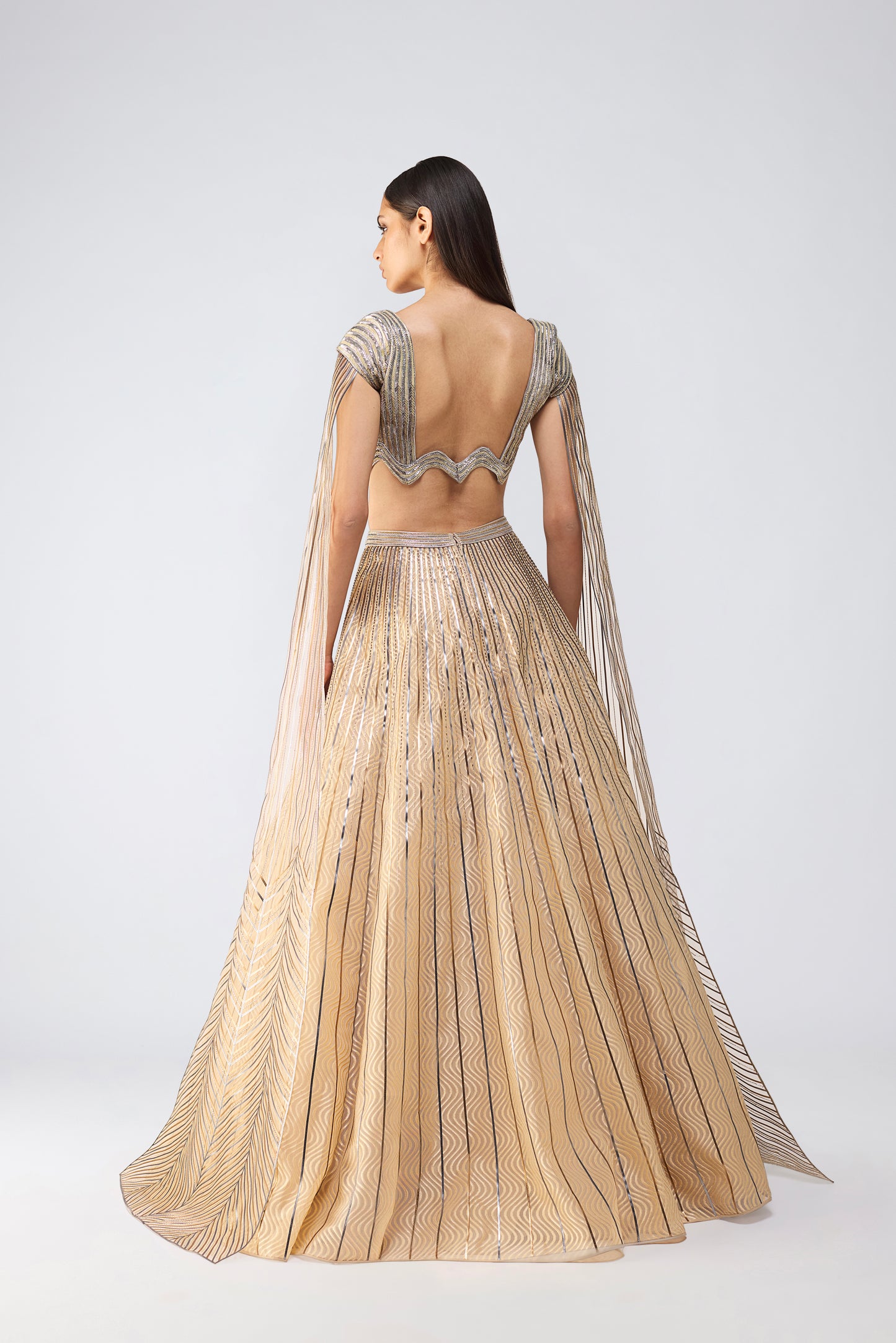 Metallic Scale Top With Wave Skirt
