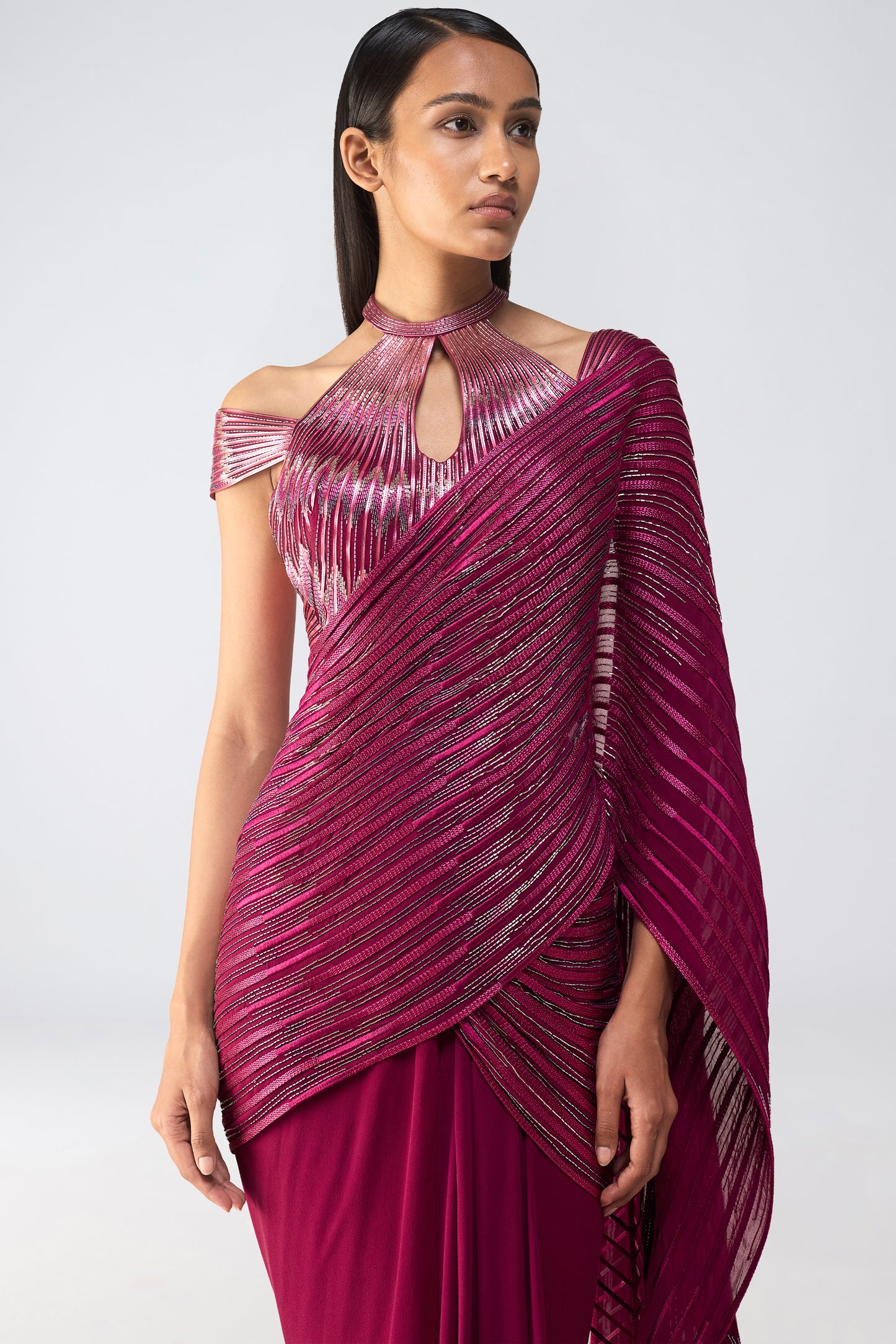 Metallic Glitch Saree