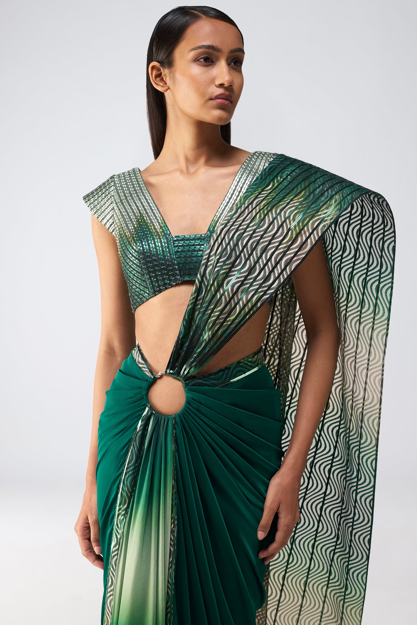 Metallic Glitch Saree