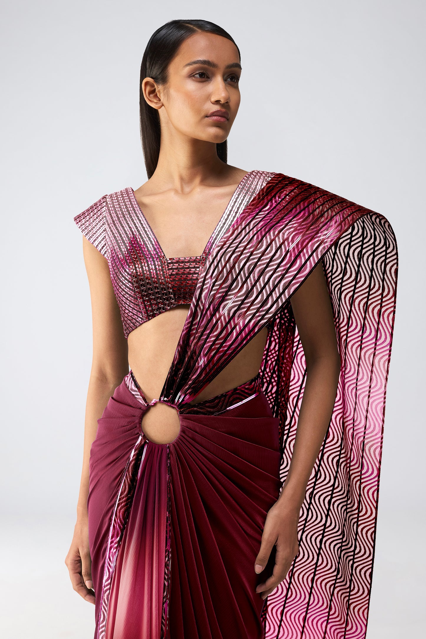 Metallic Glitch Saree