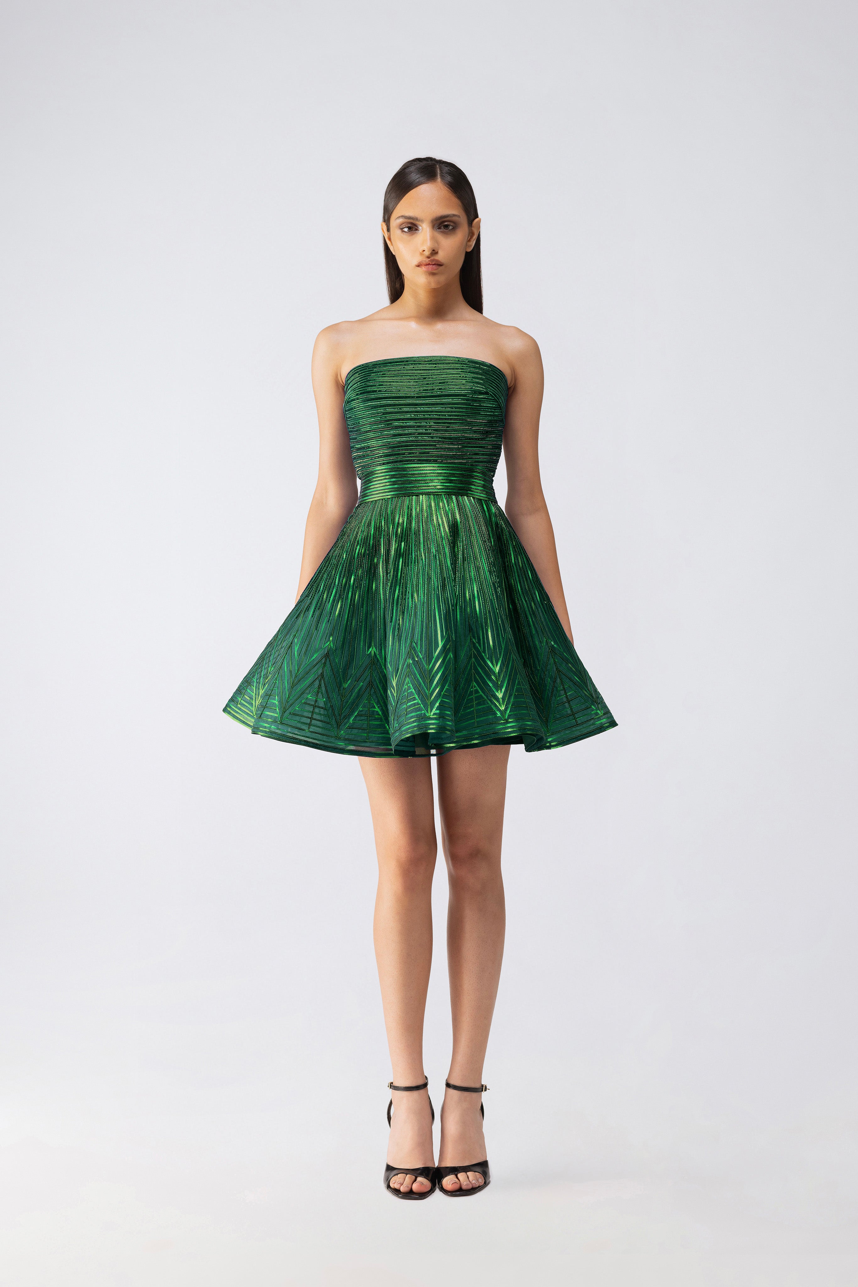 Metallic Skater Dress