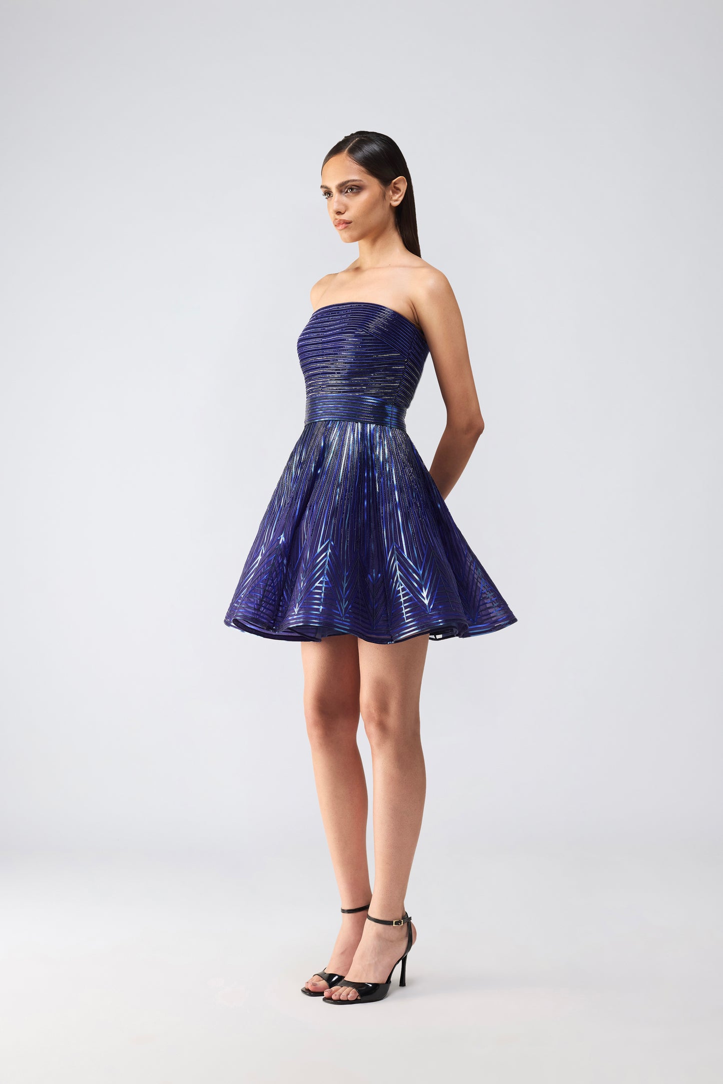 Metallic Skater Dress